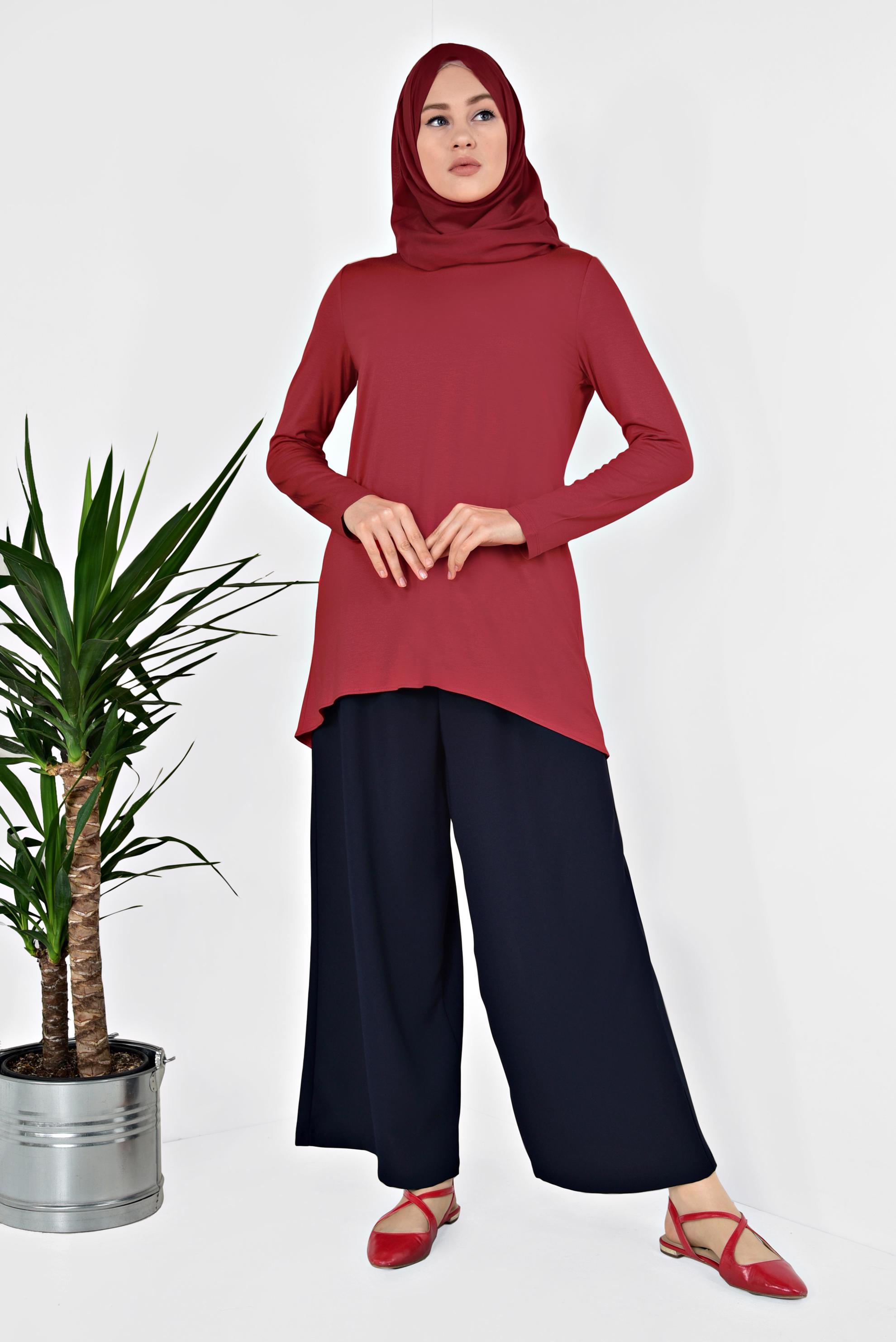 Hijab clothing RED Basic Tunic 4937 