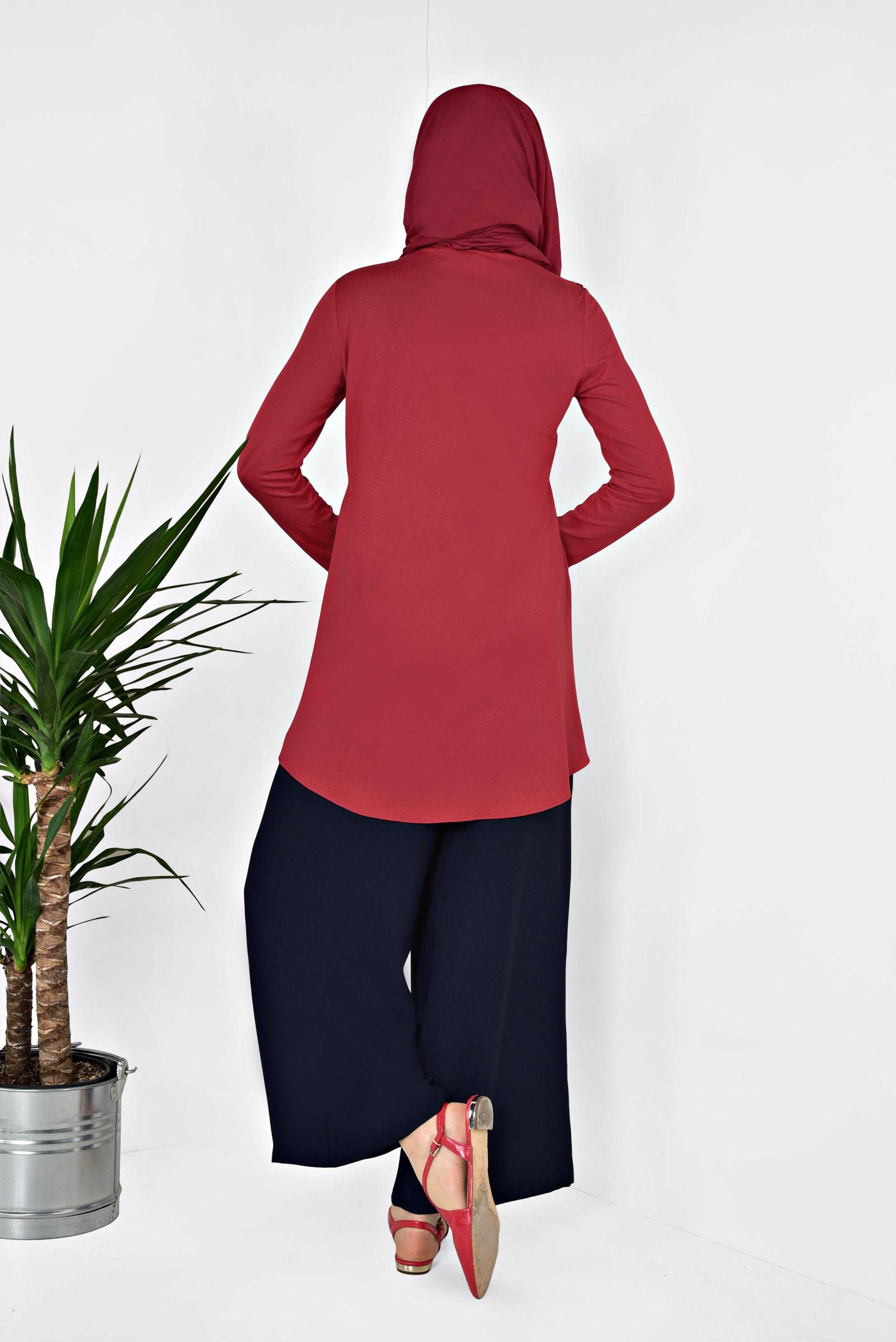 Hijab clothing RED Basic Tunic 4937 
