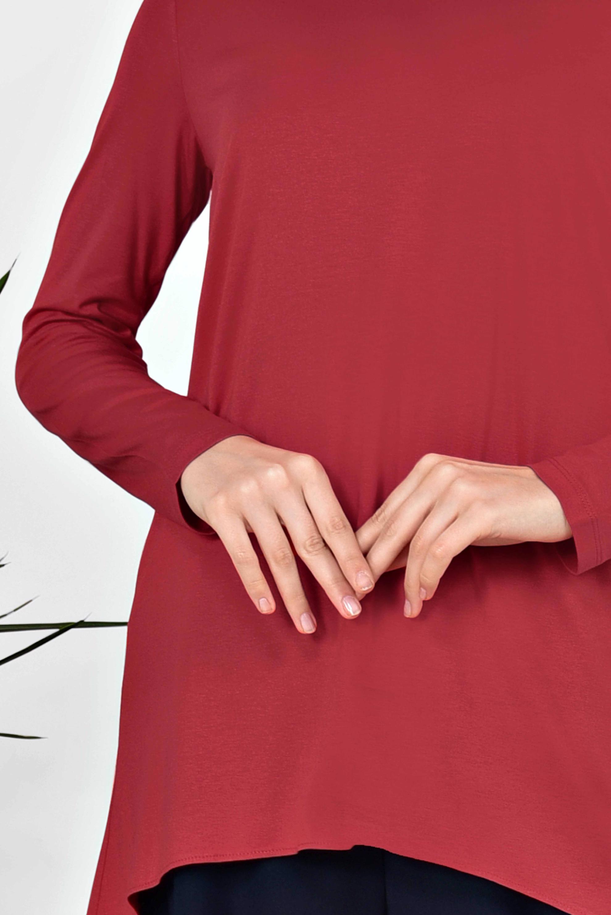 Hijab clothing RED Basic Tunic 4937 