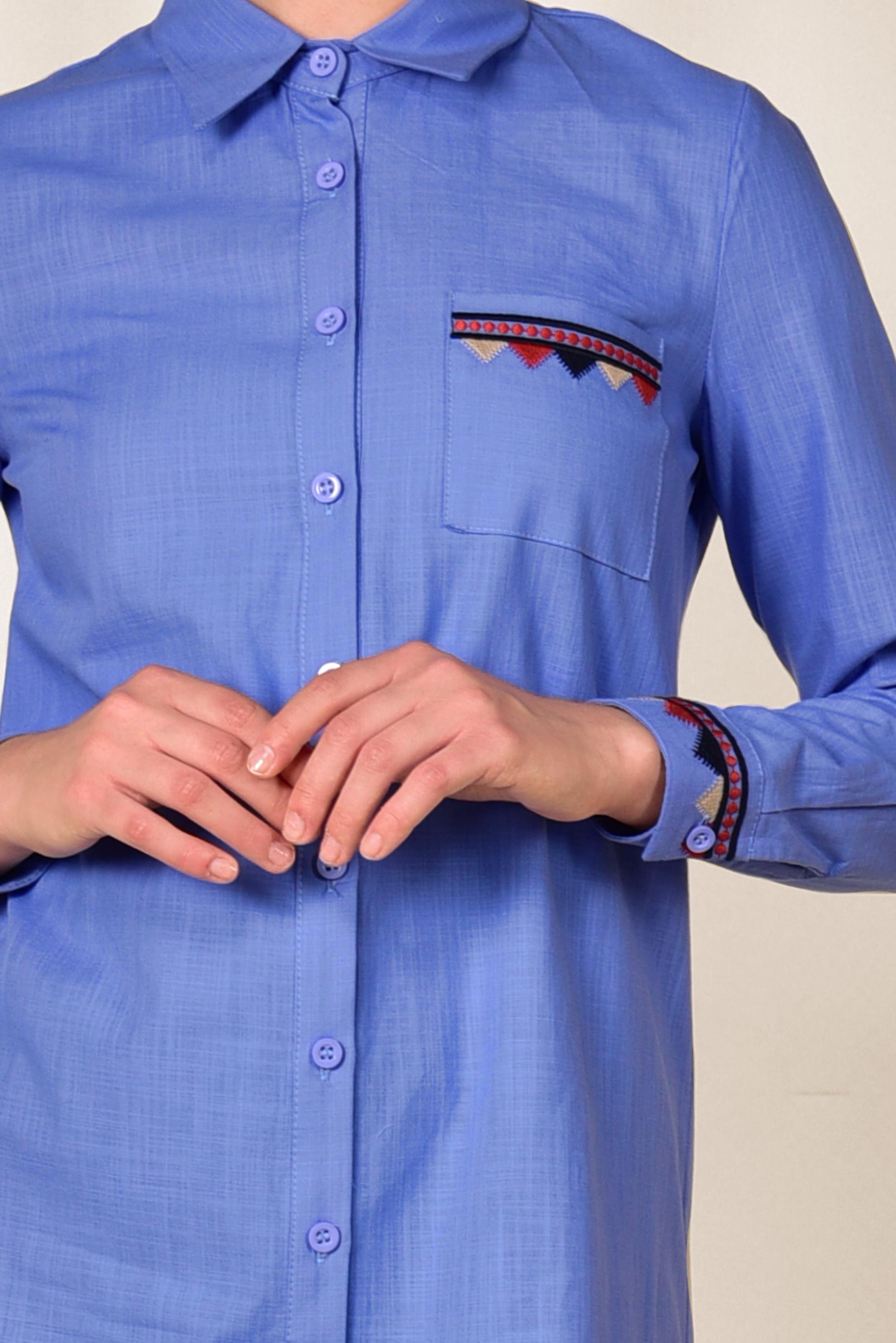 Tesettür giyim LACİVERT NAKIŞ DETAYLI KETEN TUNİK 4975