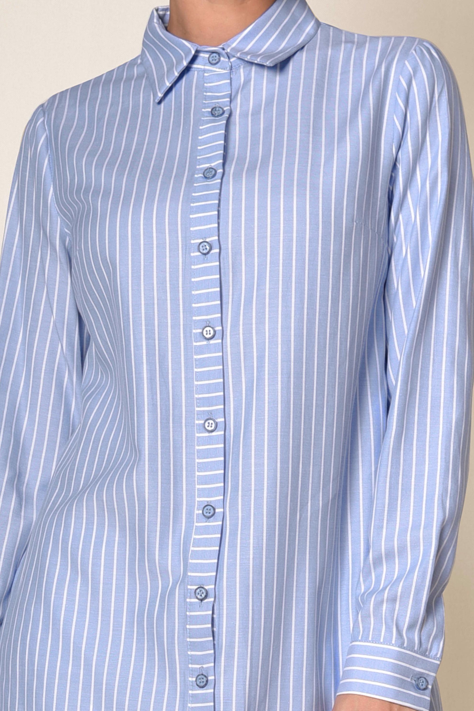 Tesettür giyim MAVİ ÇİZGİ DESENLİ DÜĞMELİ TUNİK 4979 