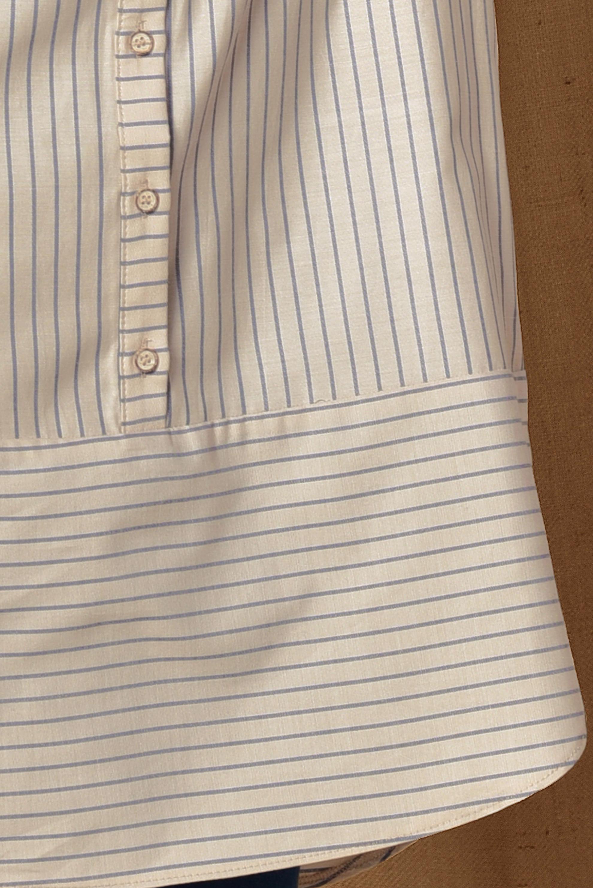 Tesettür giyim BEJ ÇİZGİ DESENLİ DÜĞMELİ TUNİK 4979 