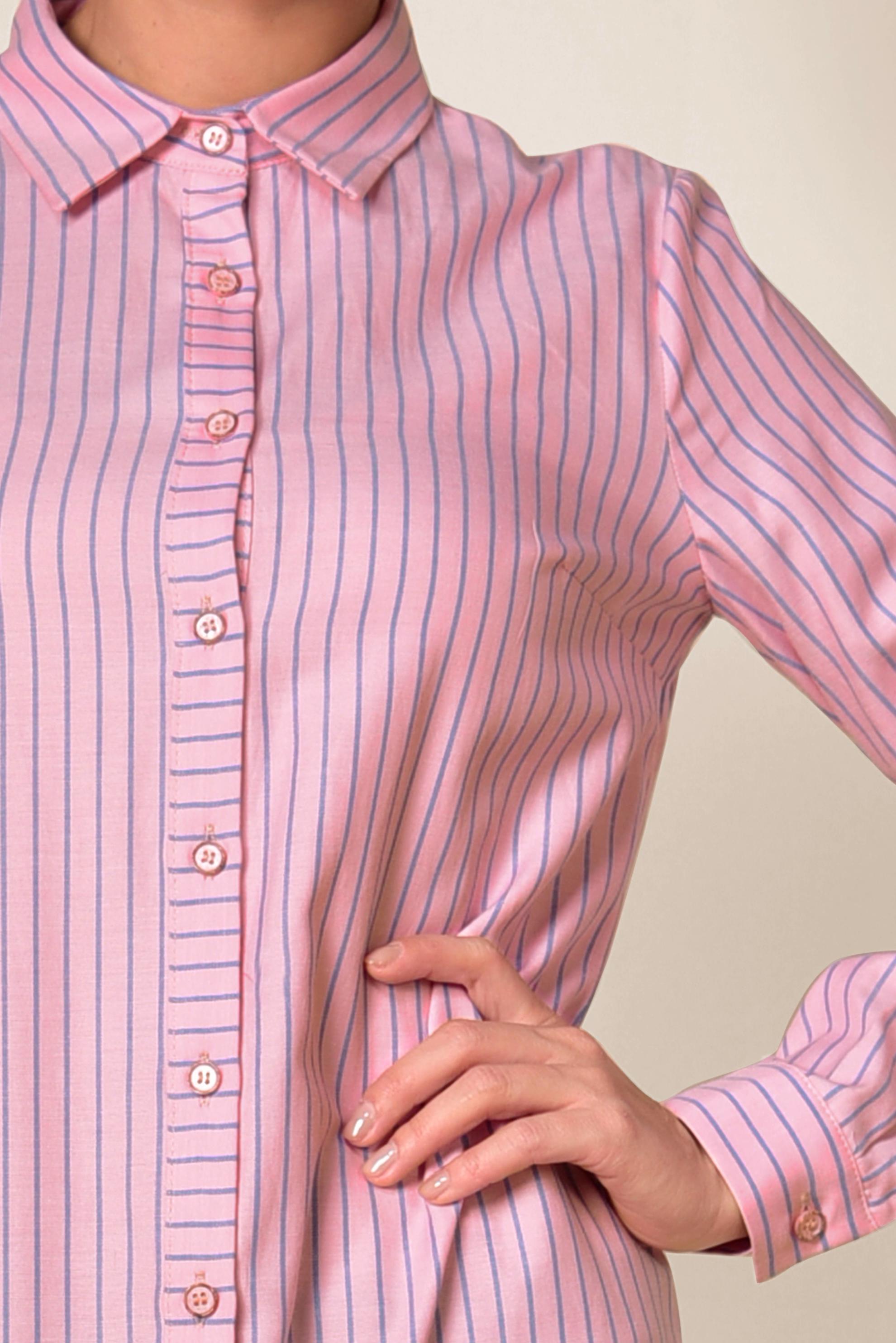 Tesettür giyim PEMBE ÇİZGİ DESENLİ DÜĞMELİ TUNİK 4979 