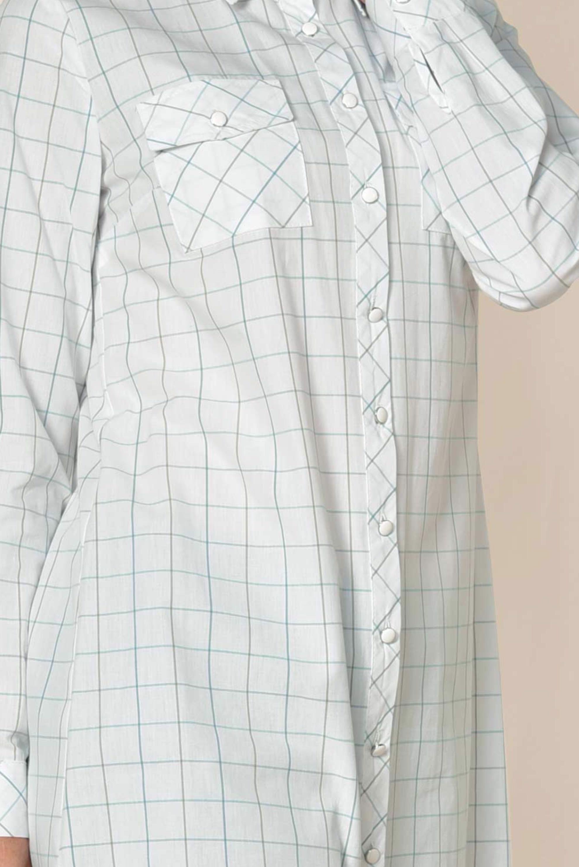 Tesettür giyim BEYAZ KARE DESENLİ DÜĞMELİ TUNİK 4980