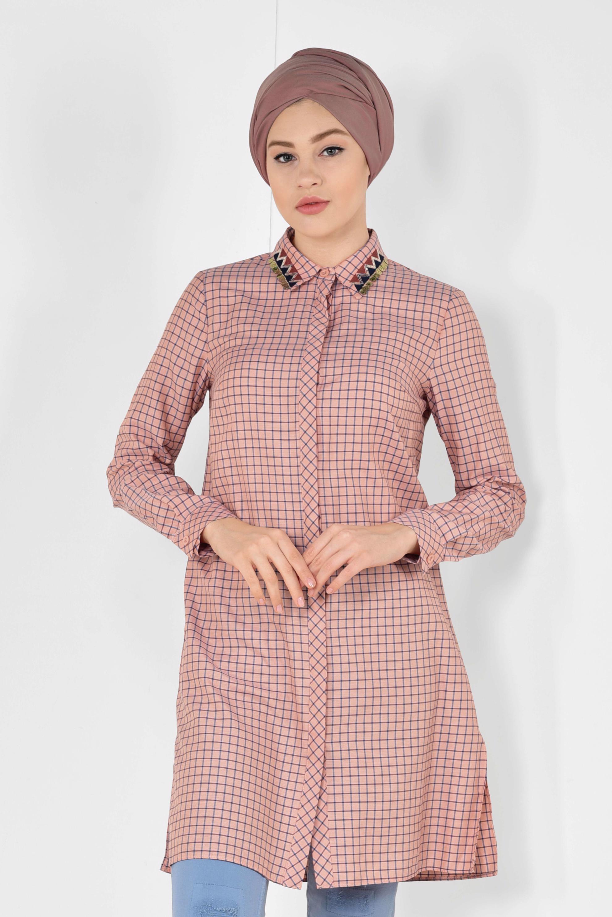 Hijab clothing ORANGE CHECKED TUNIC 4988