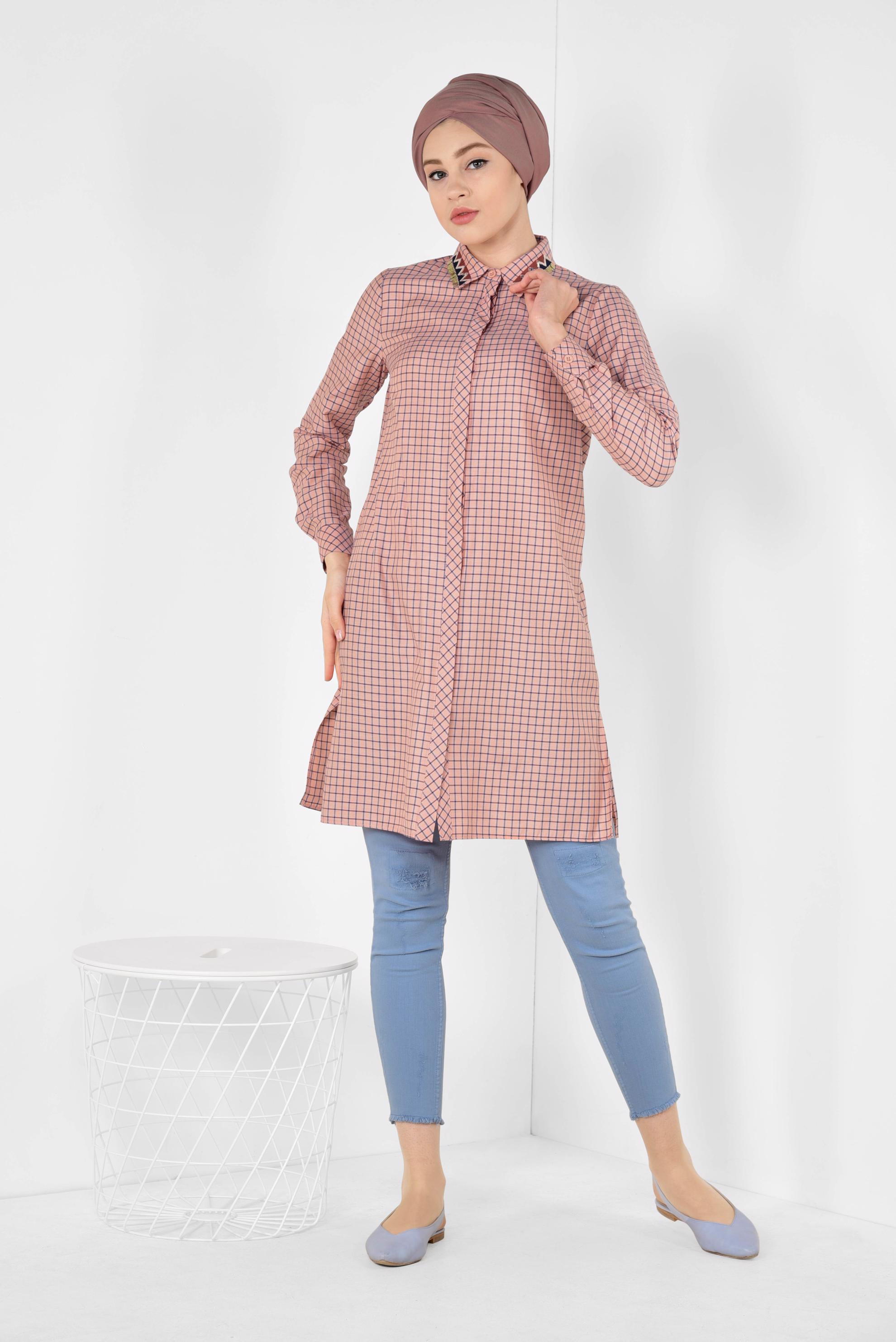 Hijab clothing ORANGE CHECKED TUNIC 4988