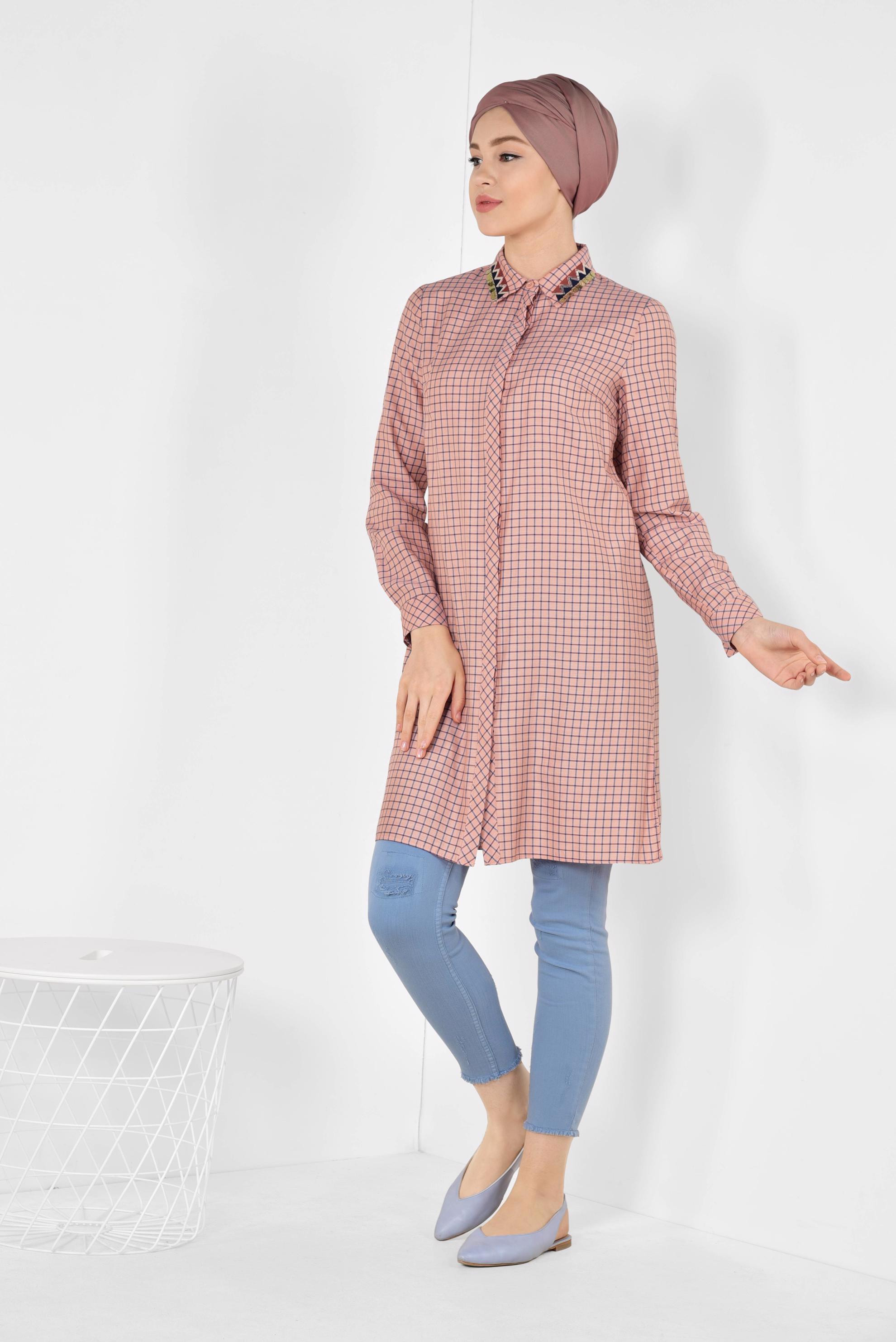 Hijab clothing ORANGE CHECKED TUNIC 4988