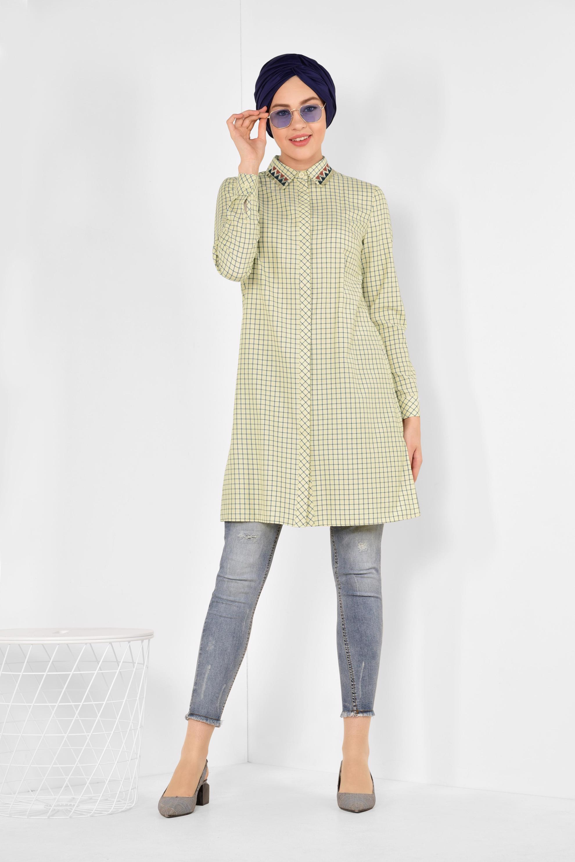 Hijab clothing YELLOW CHECKED TUNIC 4988