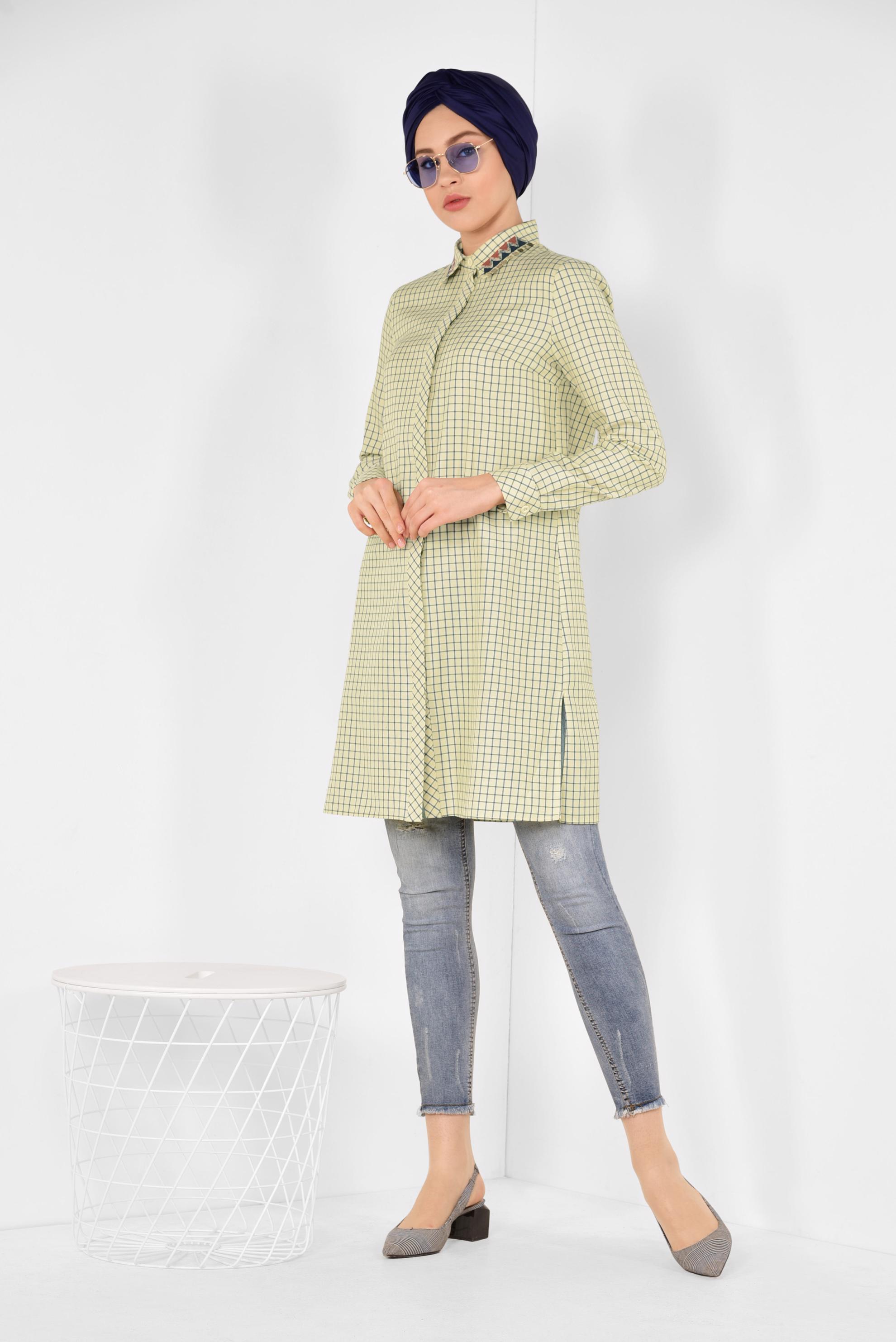 Hijab clothing YELLOW CHECKED TUNIC 4988
