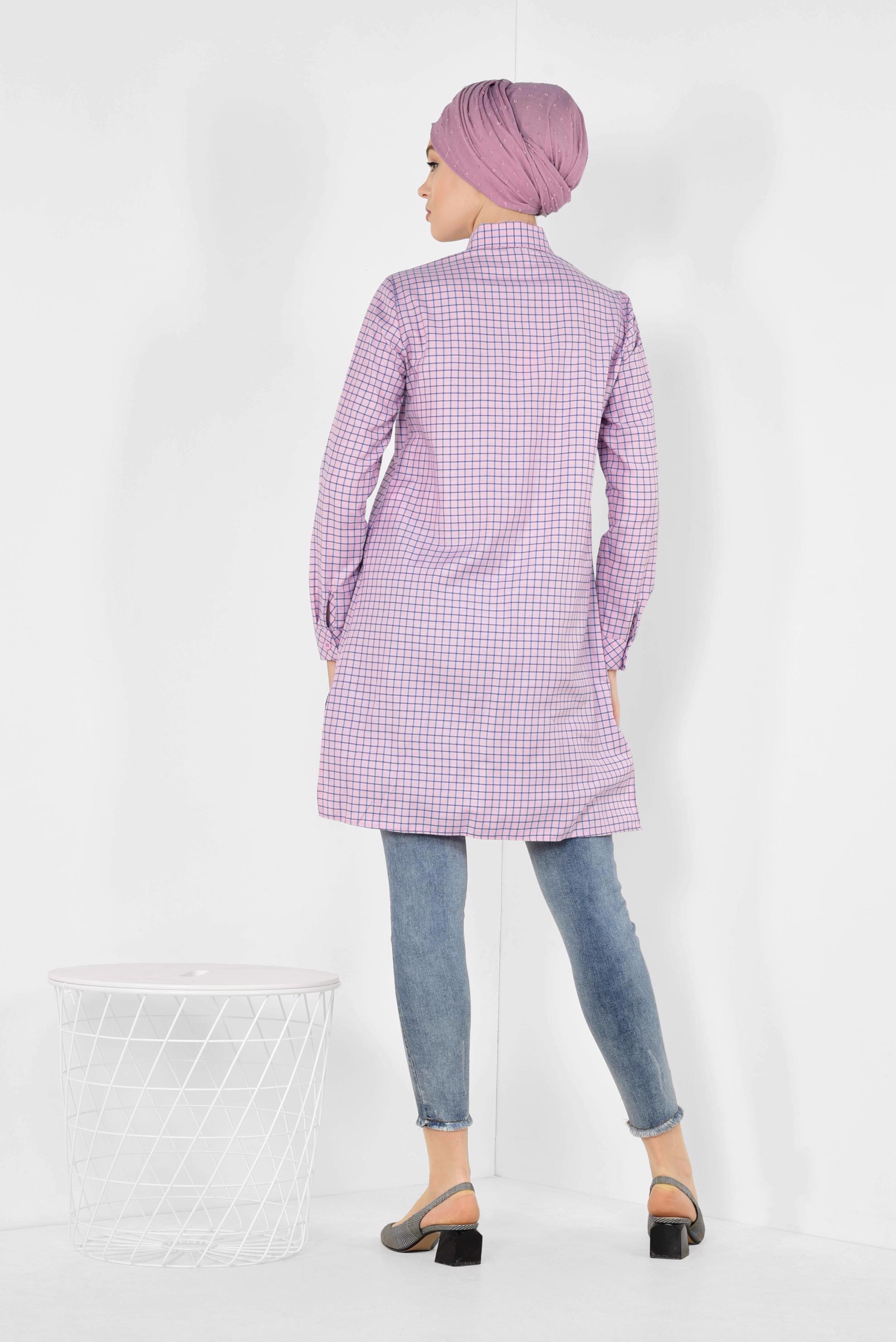 Hijab clothing PINK CHECKED TUNIC 4988