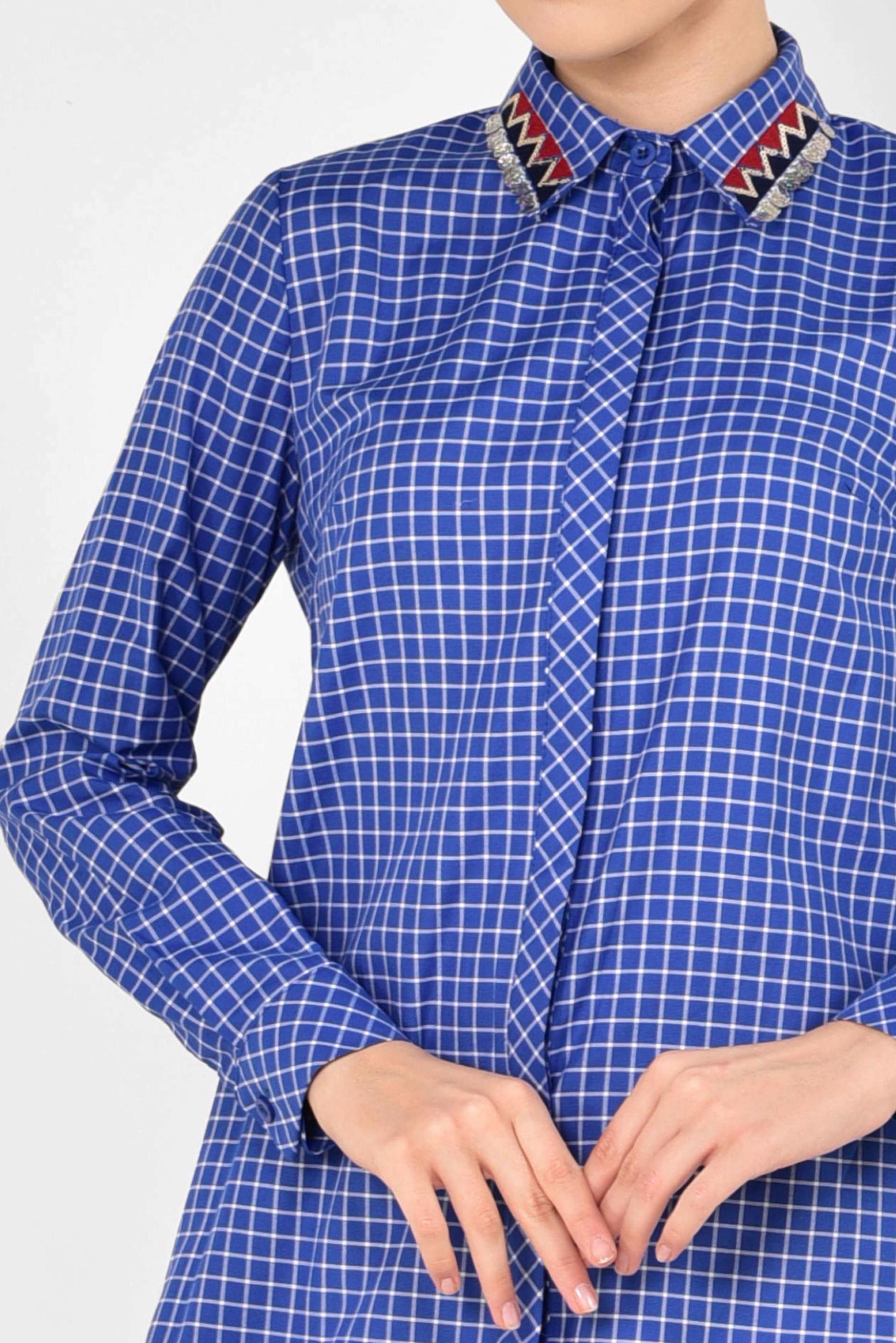 Hijab clothing NAVY BLUE CHECKED TUNIC 4988