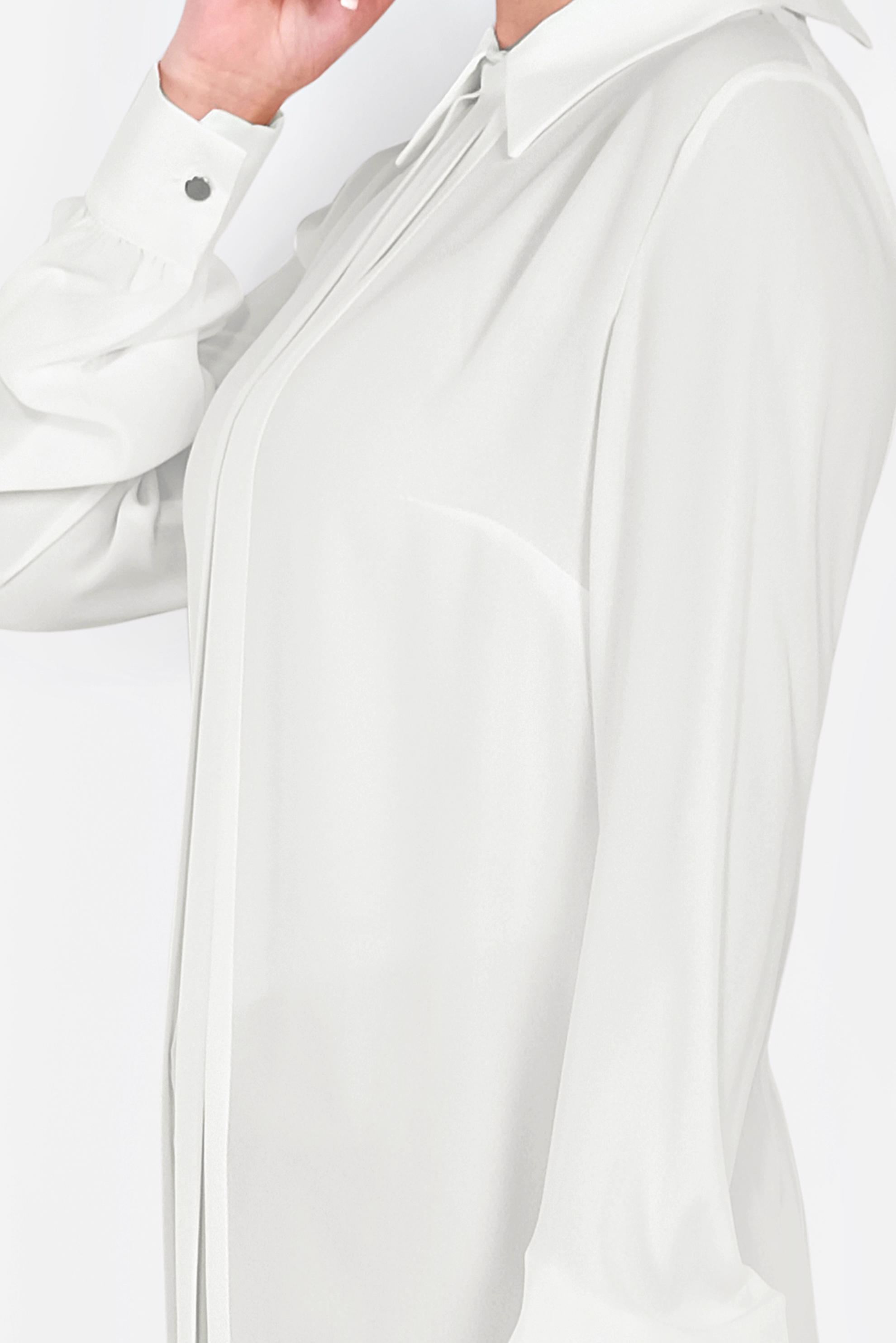 Tesettür giyim BEYAZ MANŞETLERİ DÜĞMELİ ERKEK YAKA TUNİK 4032-2 