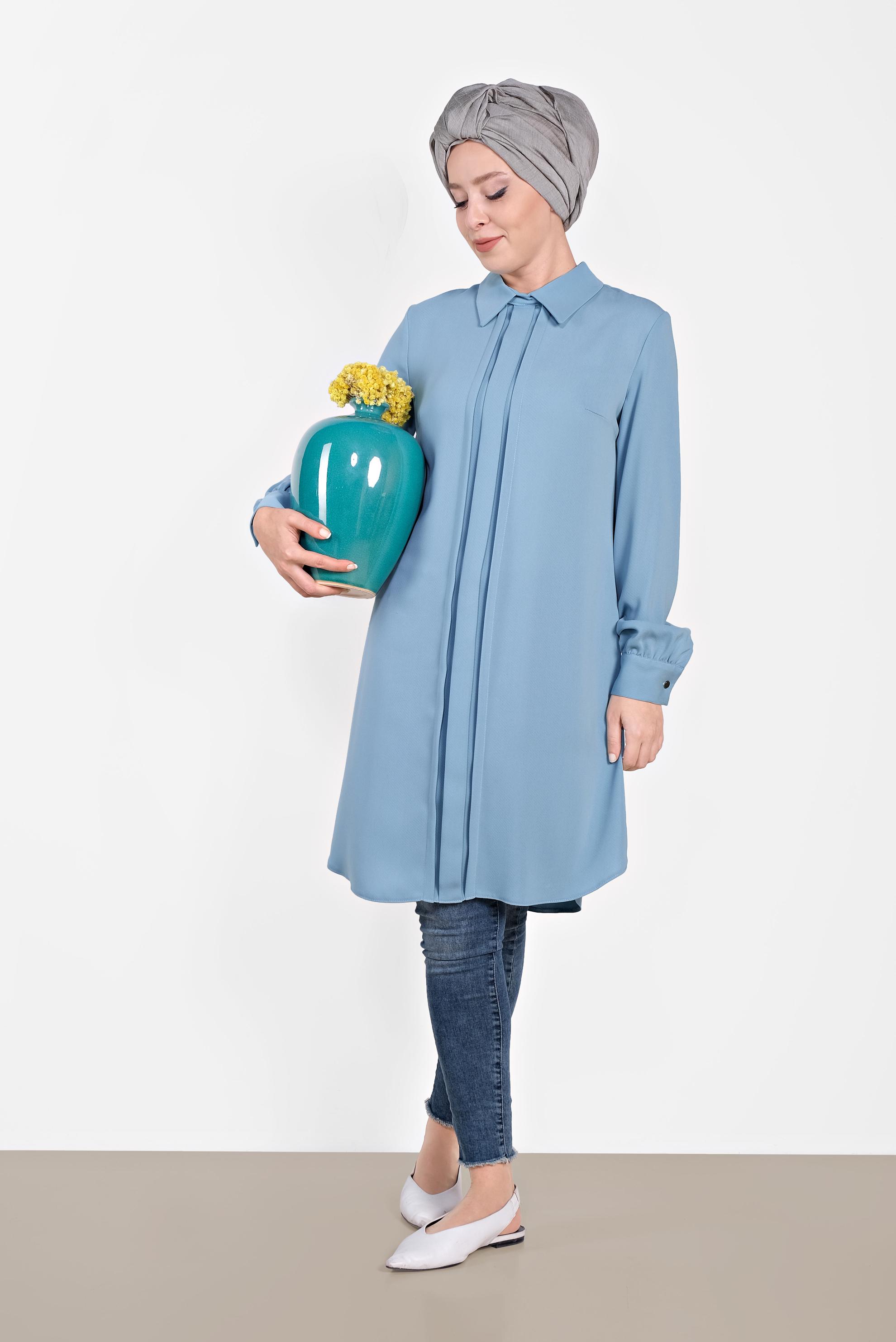 Tesettür giyim MAVİ 4032-2 ALVİNA TUNİK 38/44