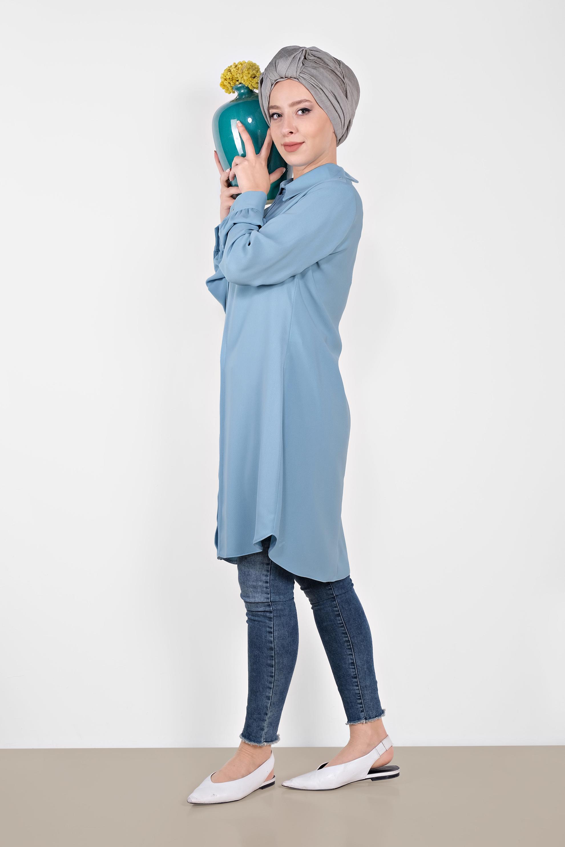Tesettür giyim MAVİ 4032-2 ALVİNA TUNİK 38/44