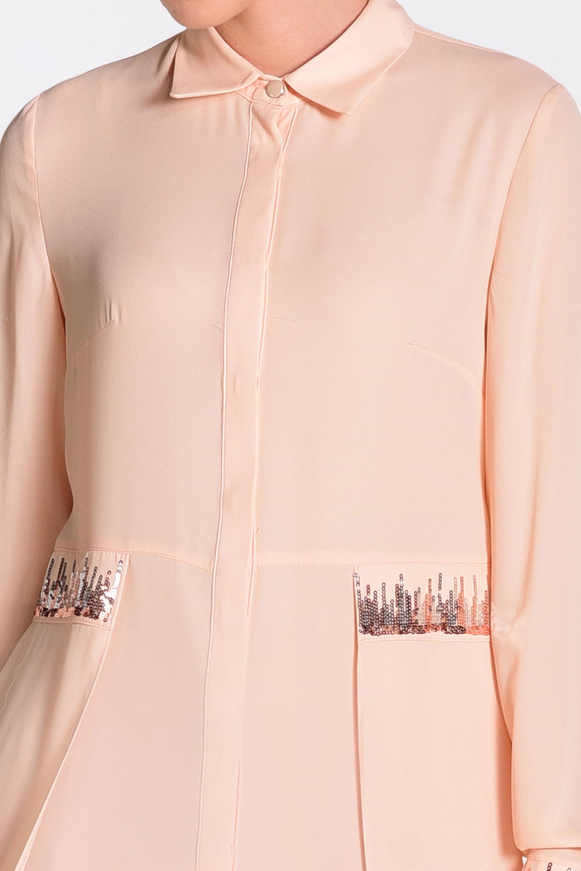 Tesettür giyim PUDRA PUL PAYET DETAYLI ASİMETRİK ŞİFON TUNİK 4077-1