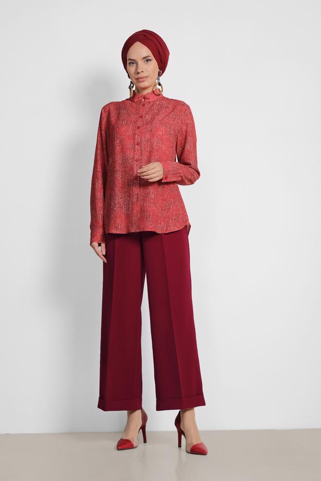 Tesettür giyim  HAKİM YAKA DÜĞMELİ BLUZ 4983-1 - ALVİNA