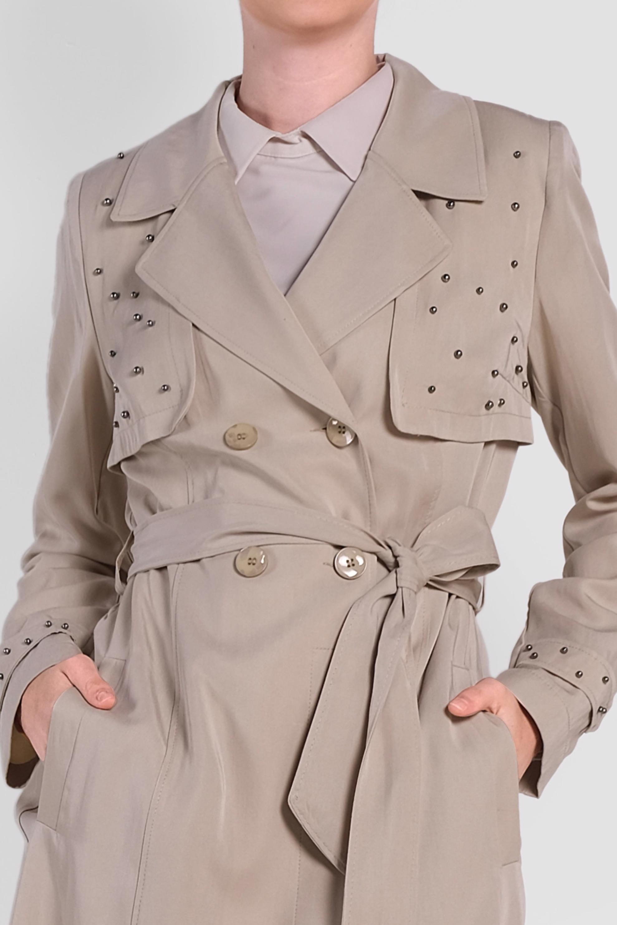 Tesettür giyim BEJ İNCİLİ KRUVAZE TRENÇKOT 1207