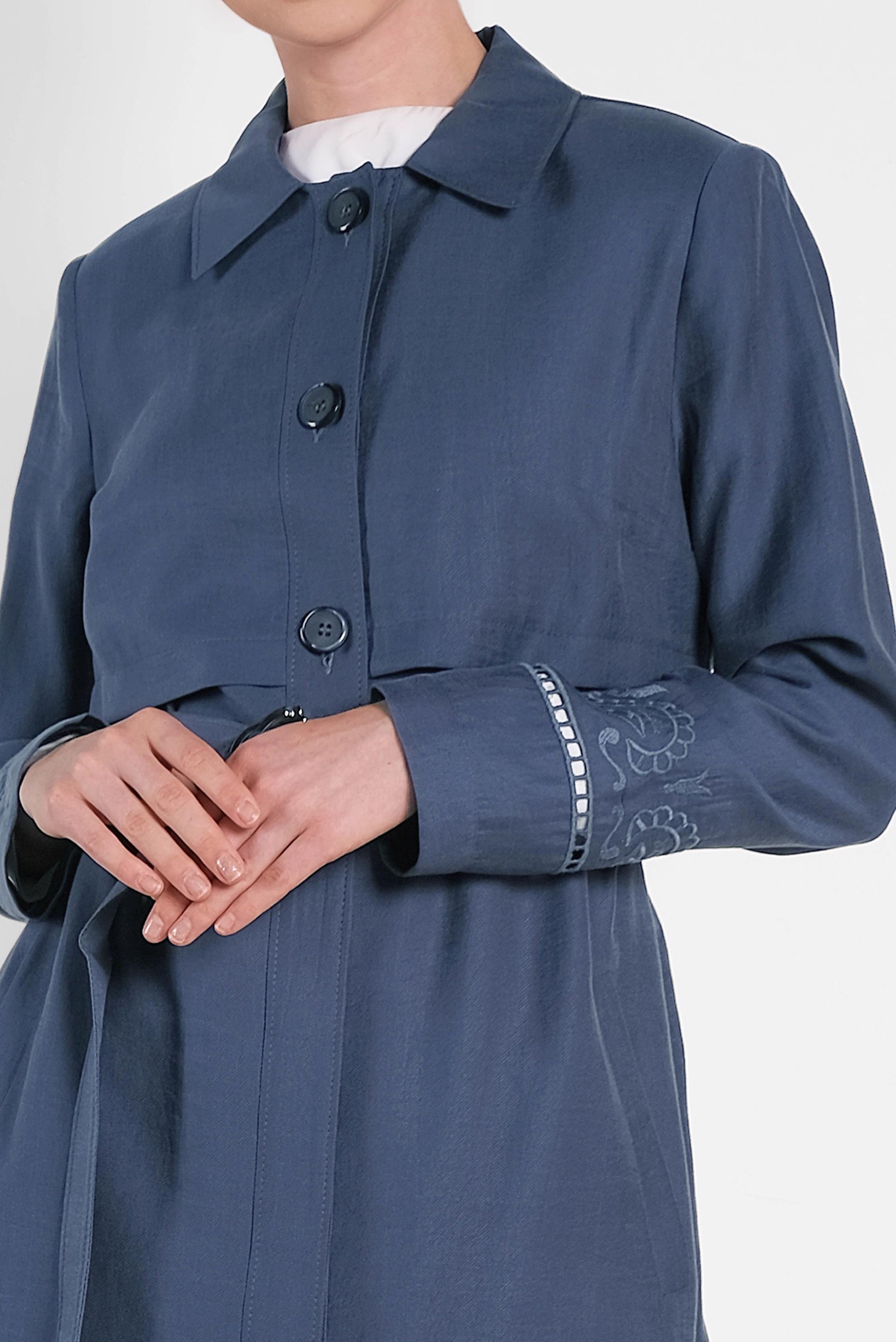 Tesettür giyim LACİVERT KEMER DETAYLI TRENÇKOT 1241 