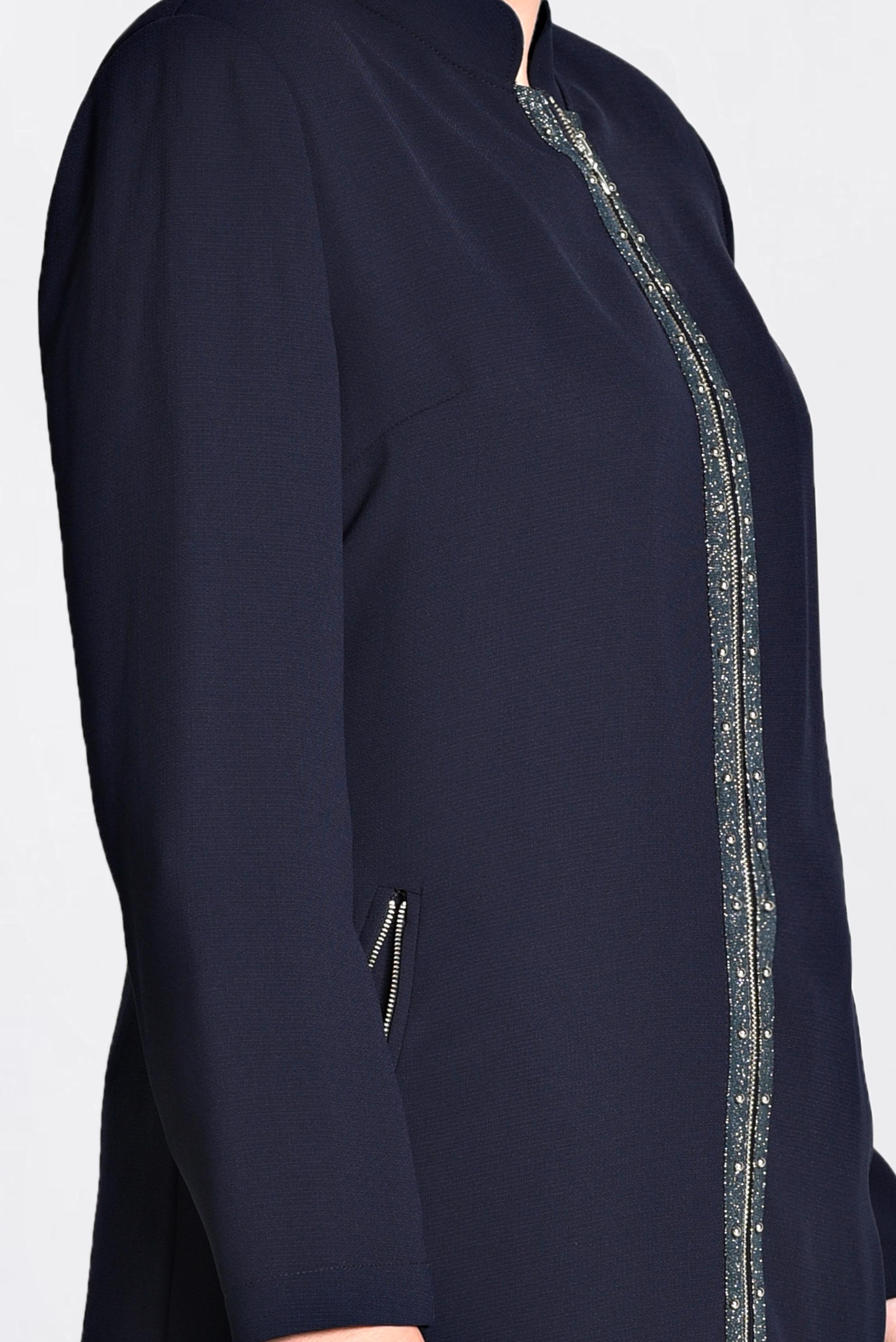 Tesettür giyim LACİVERT BONCUK İŞLEMELİ FERMUARLI TRENÇKOT 1292 