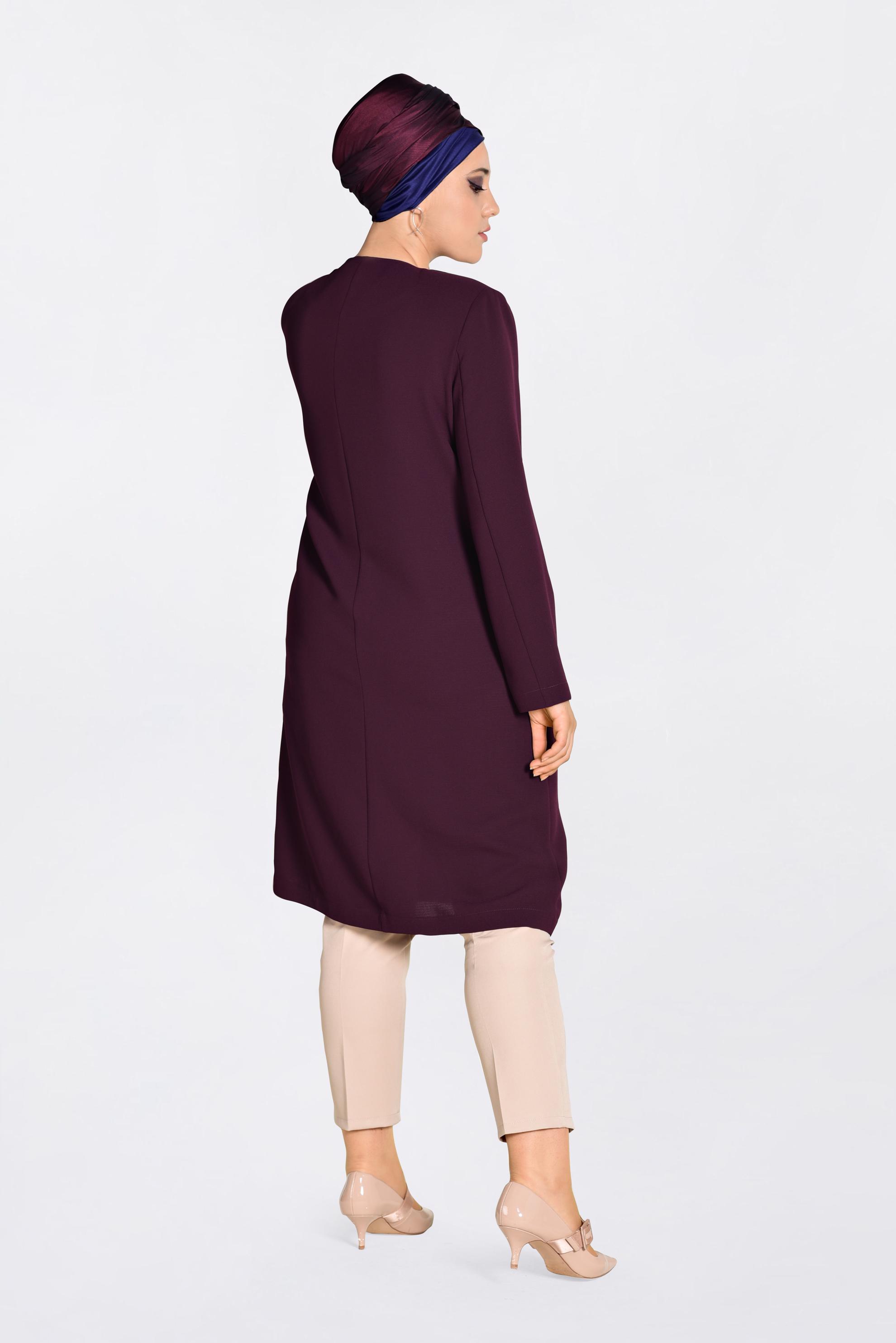 Vêtements hijab ROUGE BORDEAUX IMPERMÉABLE À BOUTONÉ 1294 