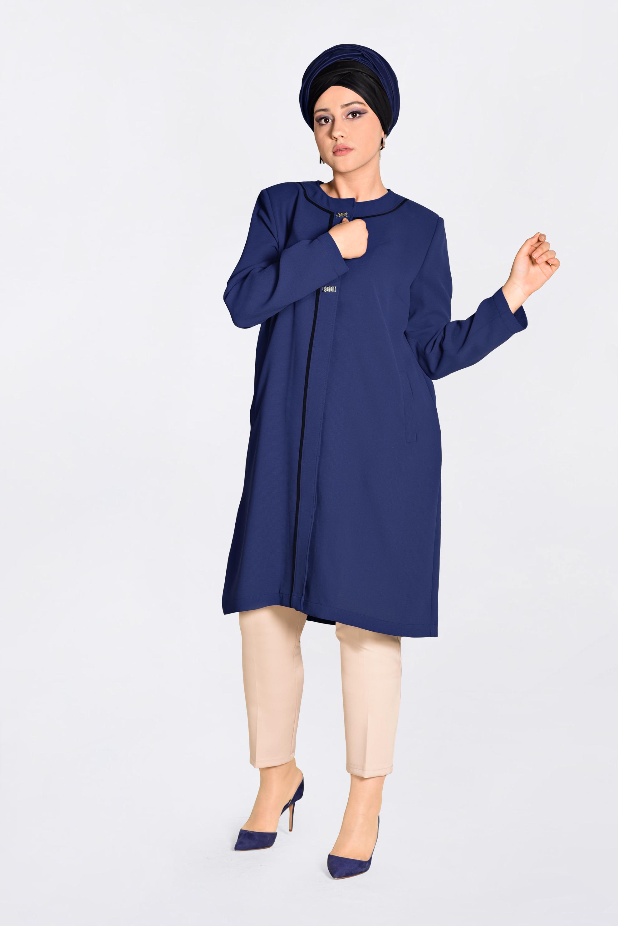 Vêtements hijab BLEU MARINE IMPERMÉABLE À BOUTONÉ 1294 