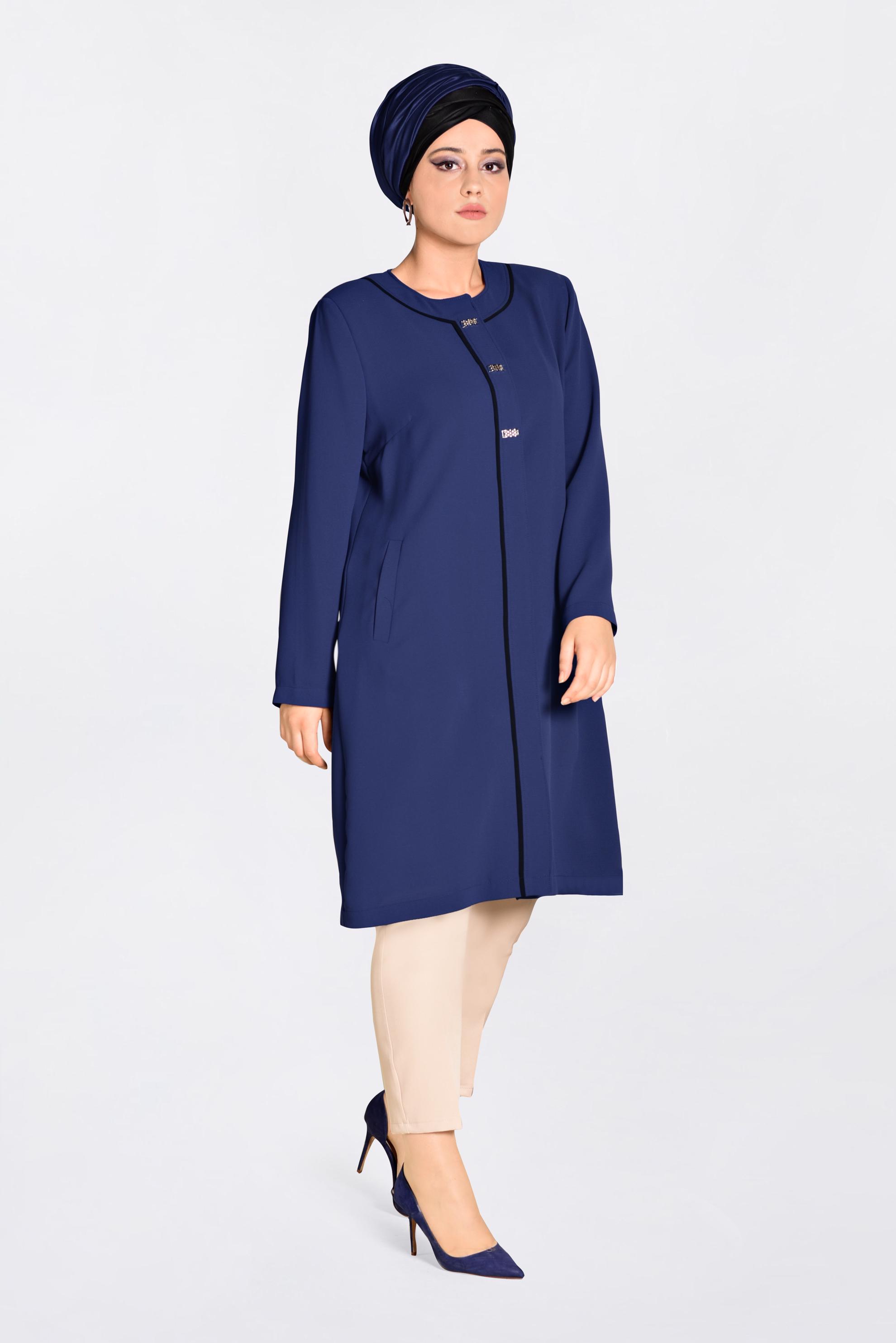 Vêtements hijab BLEU MARINE IMPERMÉABLE À BOUTONÉ 1294 