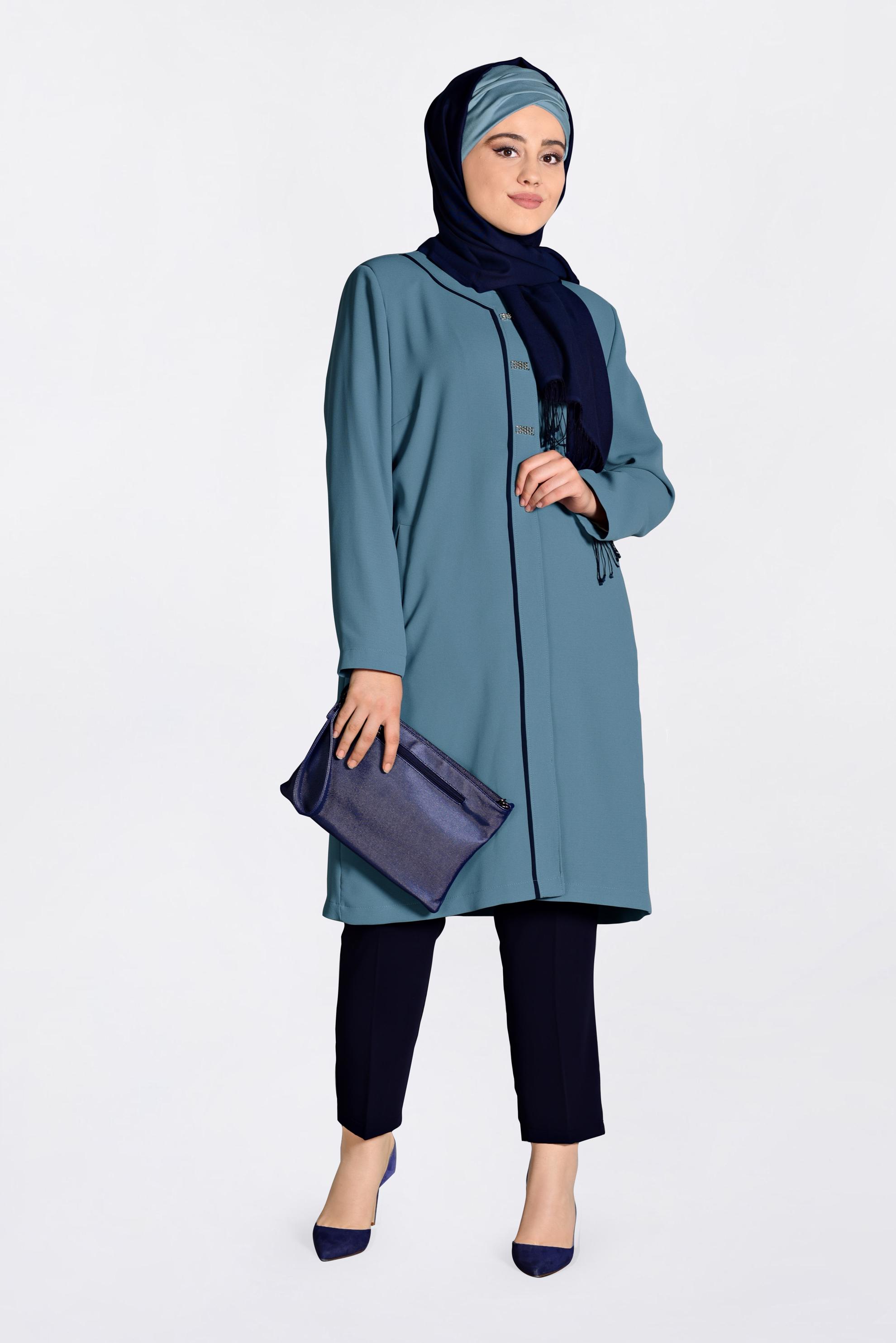 Vêtements hijab VERT IMPERMÉABLE À BOUTONÉ 1294 