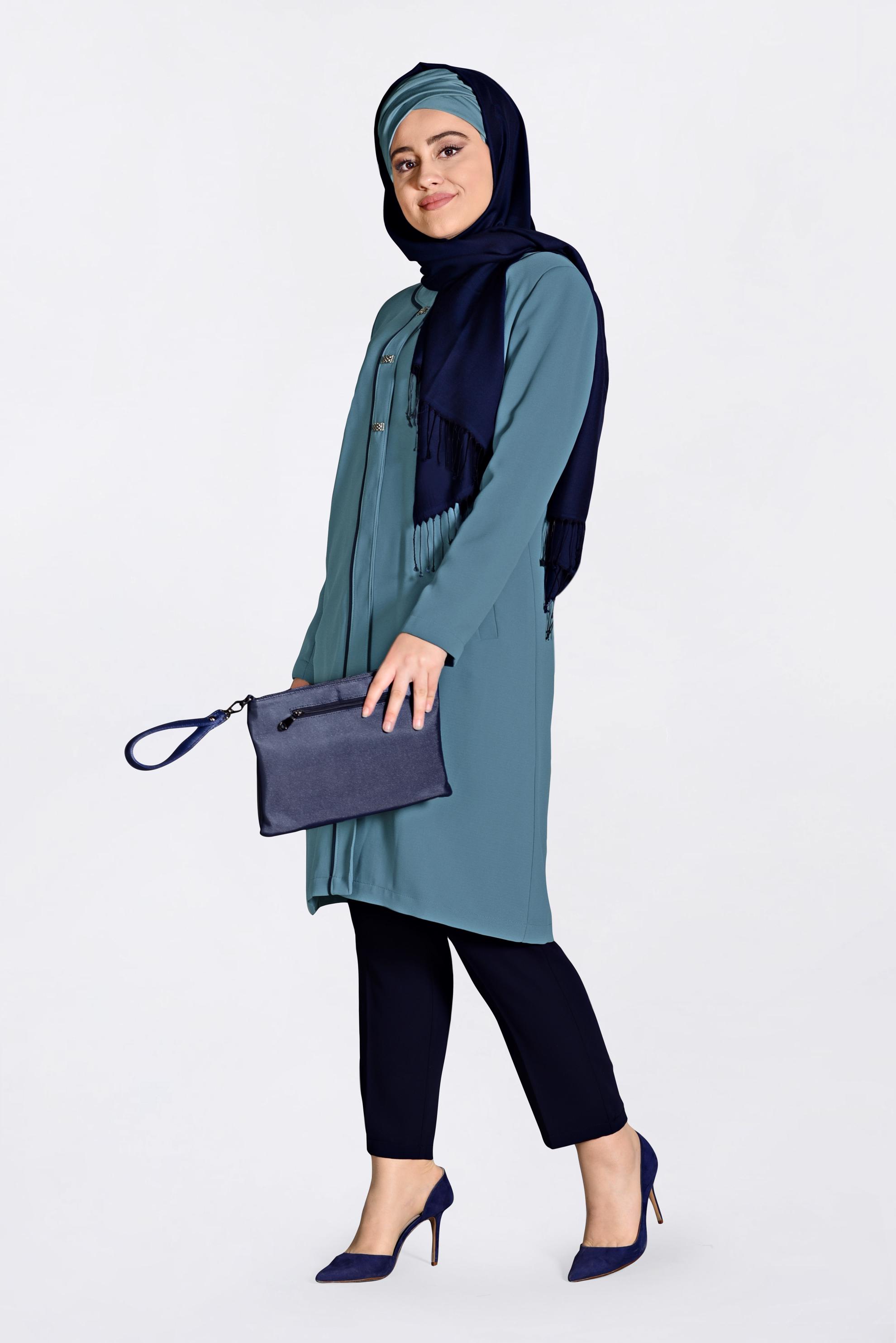 Vêtements hijab VERT IMPERMÉABLE À BOUTONÉ 1294 