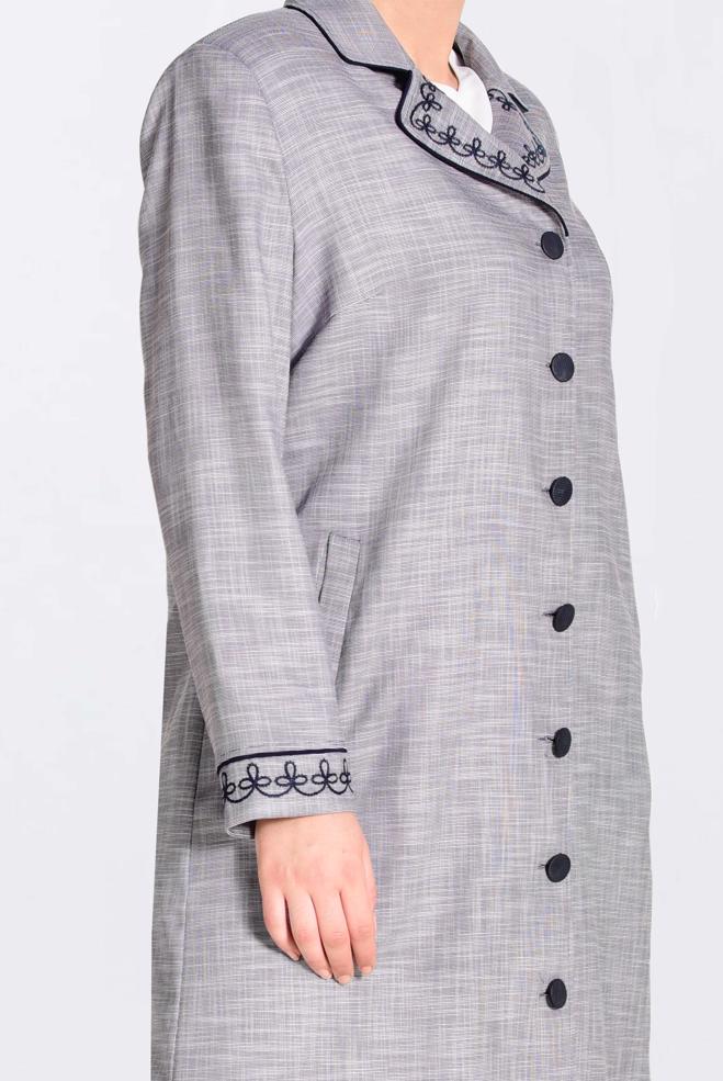 Vêtements hijab BLEU MARINE IMPERMÉABLE AVEC MANCHETTES ET COL BRODÉ 1297 - ALVİNA