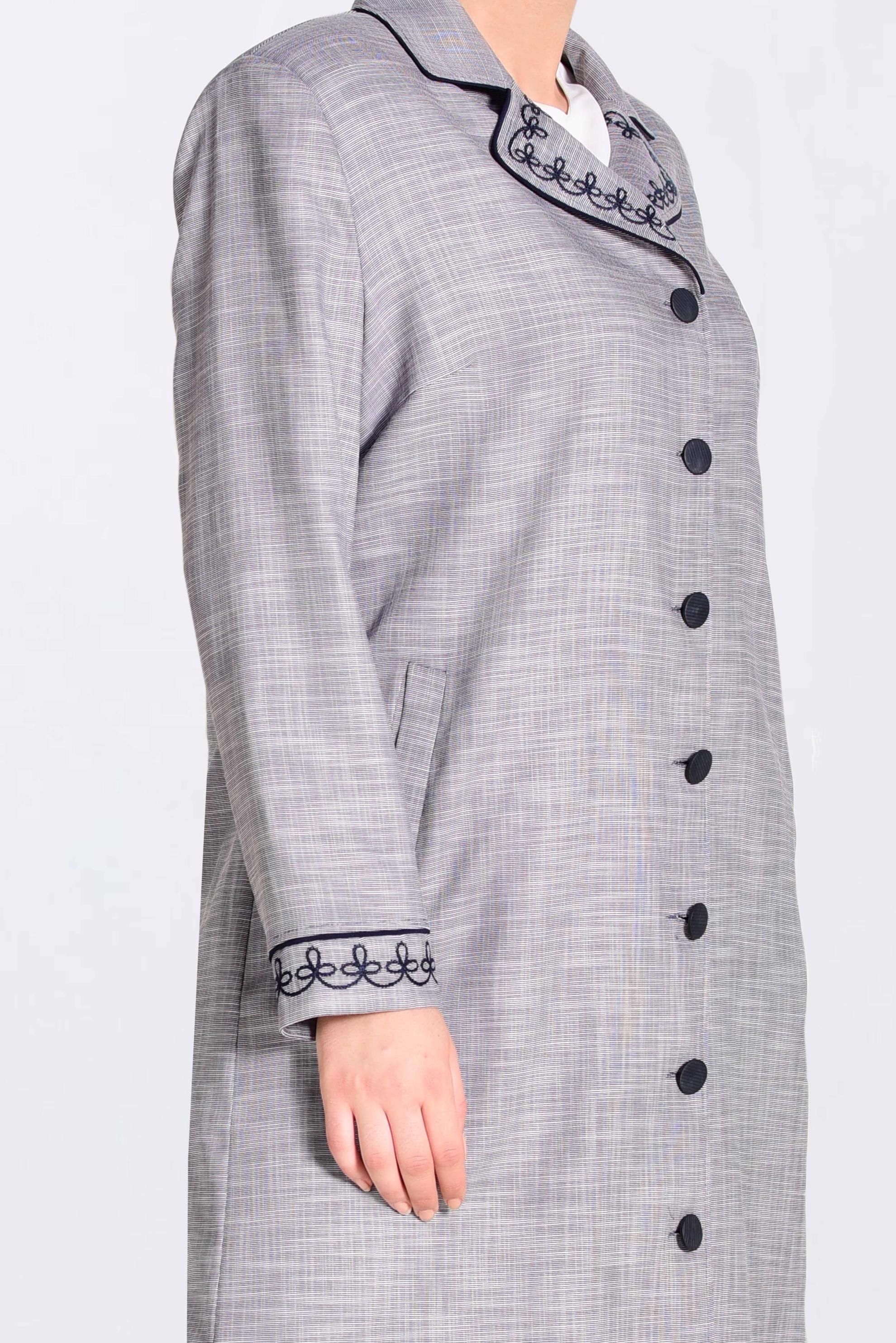 Tesettür giyim LACİVERT YAKA VE MANŞET NAKIŞLI TRENÇKOT 1297 