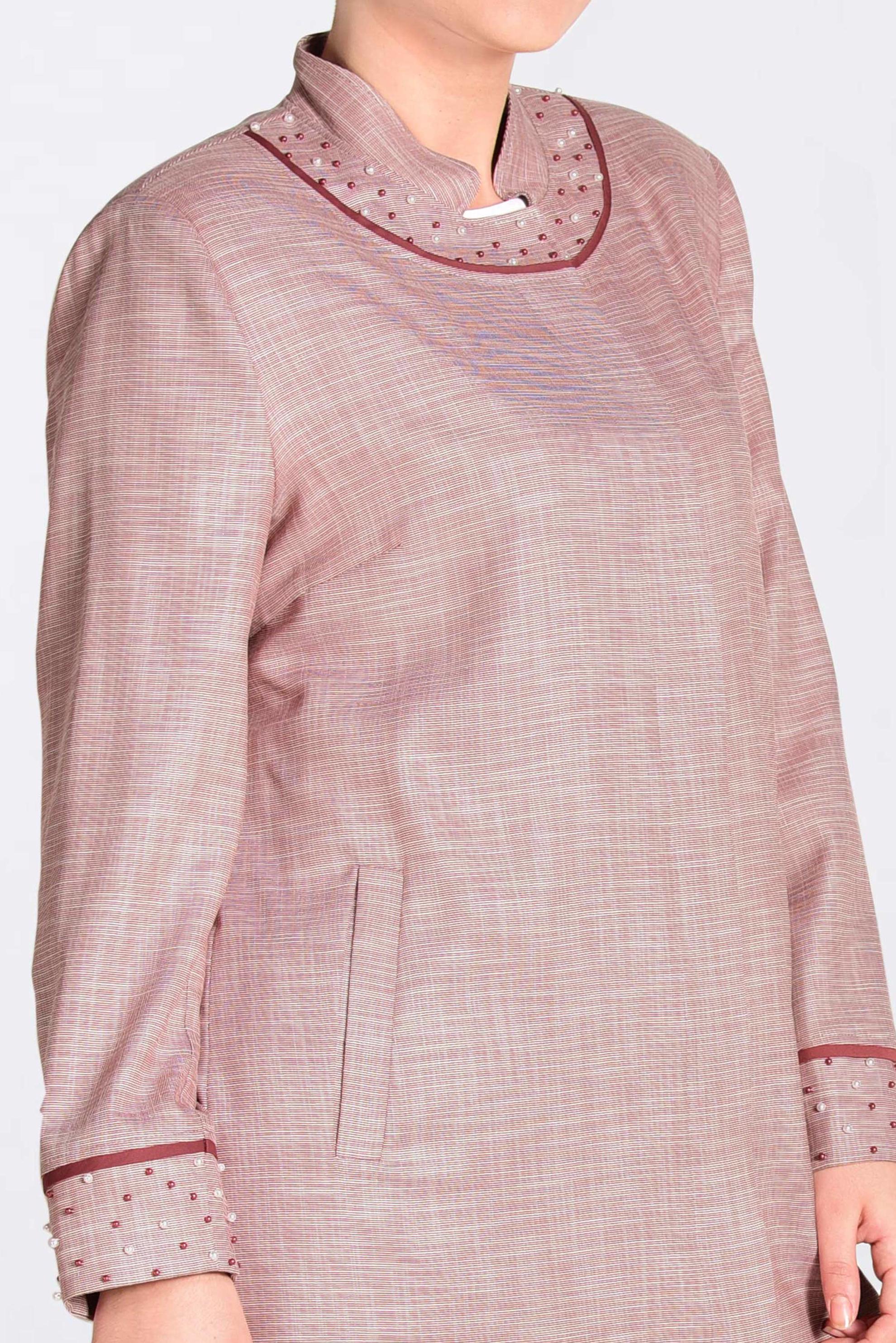 Tesettür giyim TURUNCU HAKİM YAKA İNCİLİ TRENÇKOT 1298 