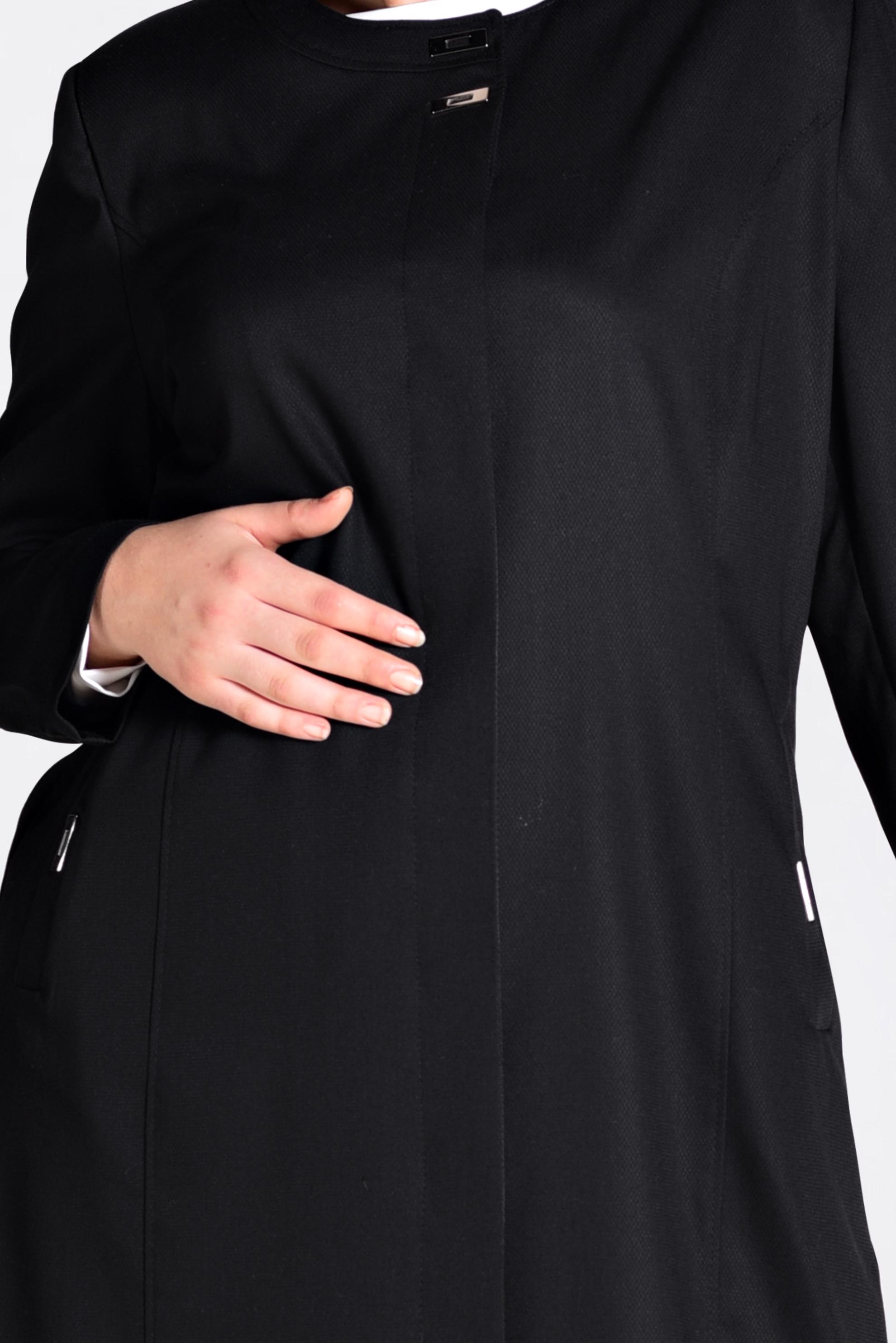 Vêtements hijab NOIR IMPERMÉABLE AVEC POCHES DÉTAILLÉS 1299