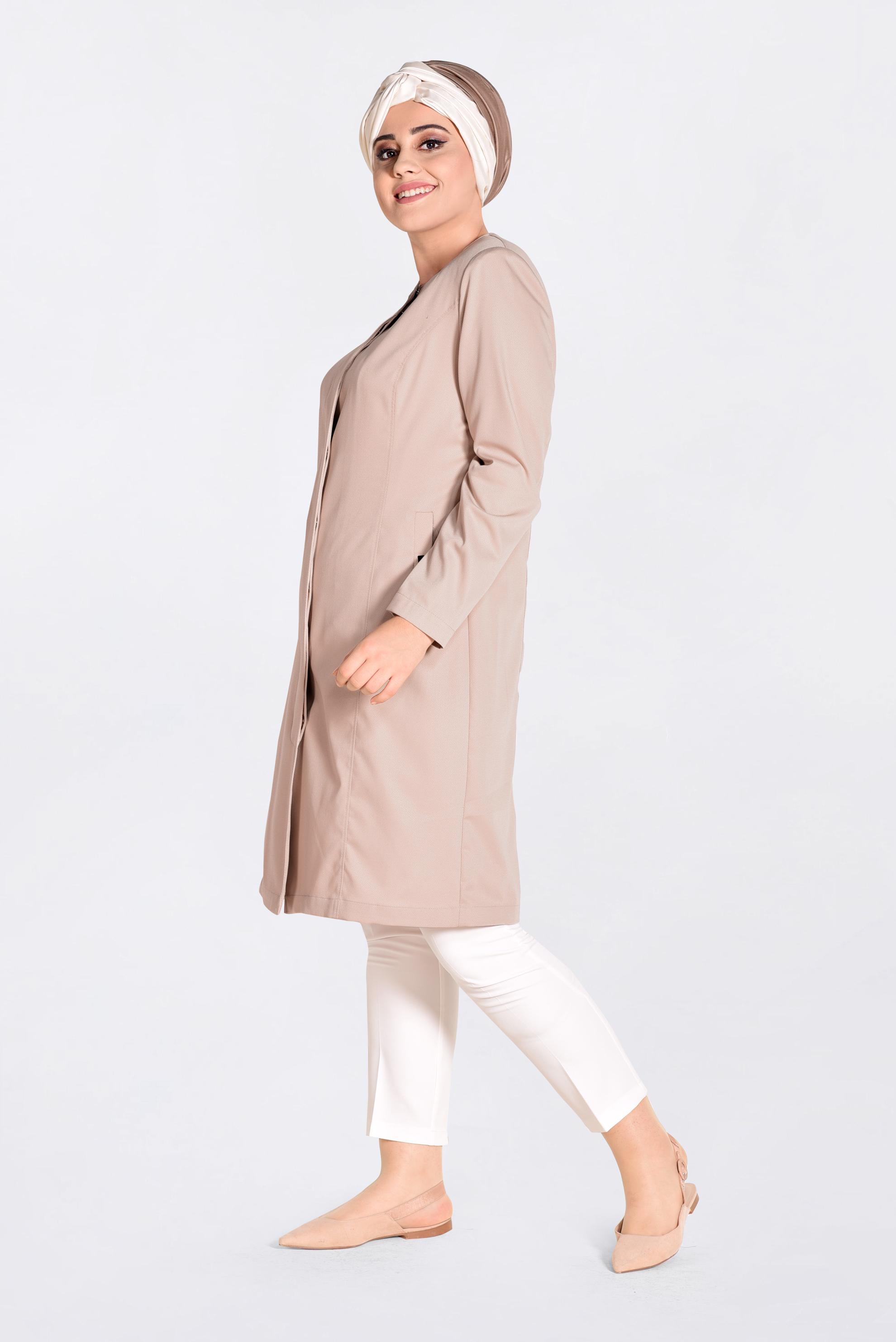 Hijab clothing POWDER TRENCH-COAT WITH DETAILED POCKET 1299 