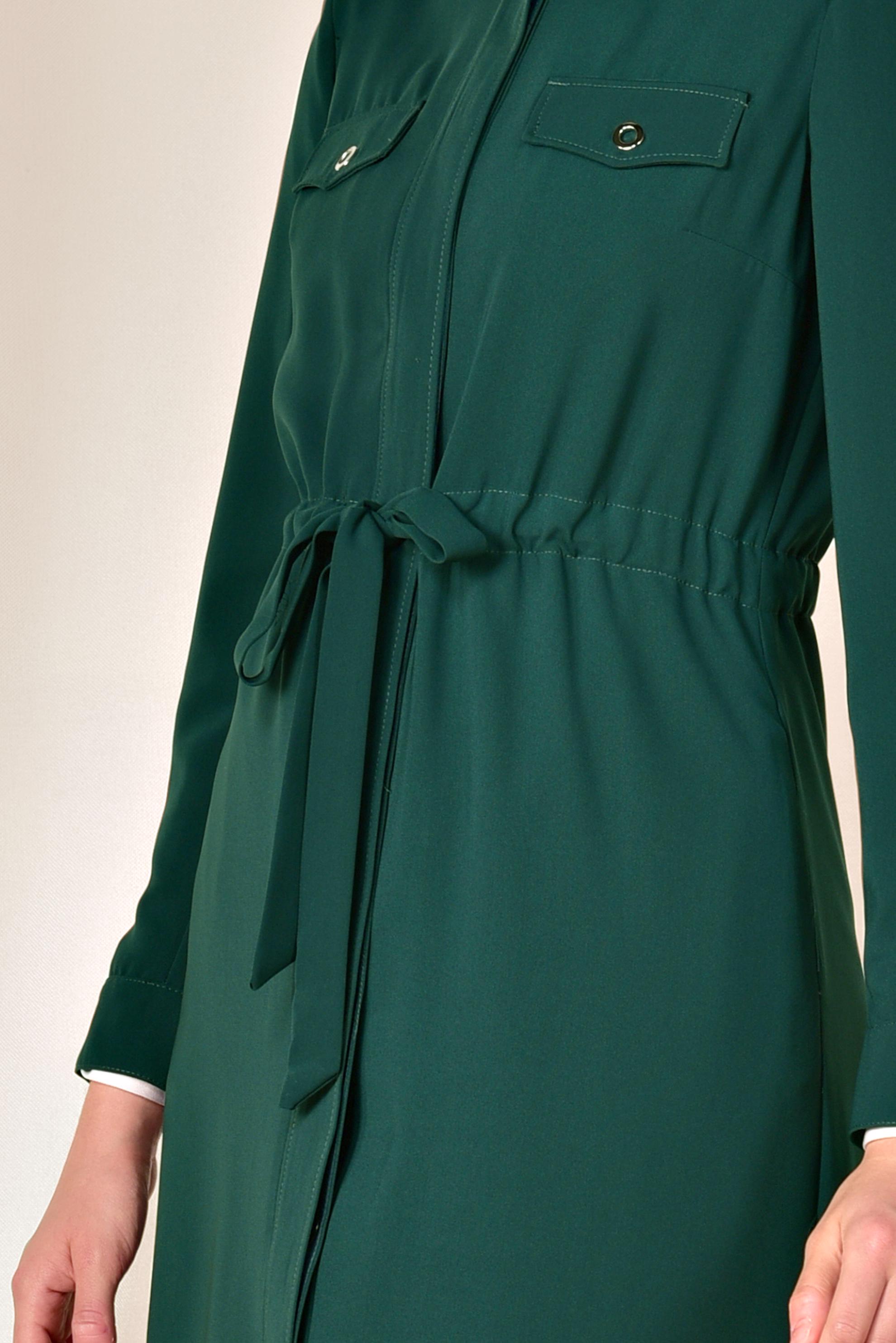 Tesettür giyim YEŞİL KUŞGÖZÜ DETAYLI DÜĞMELİ TRENÇKOT 1400