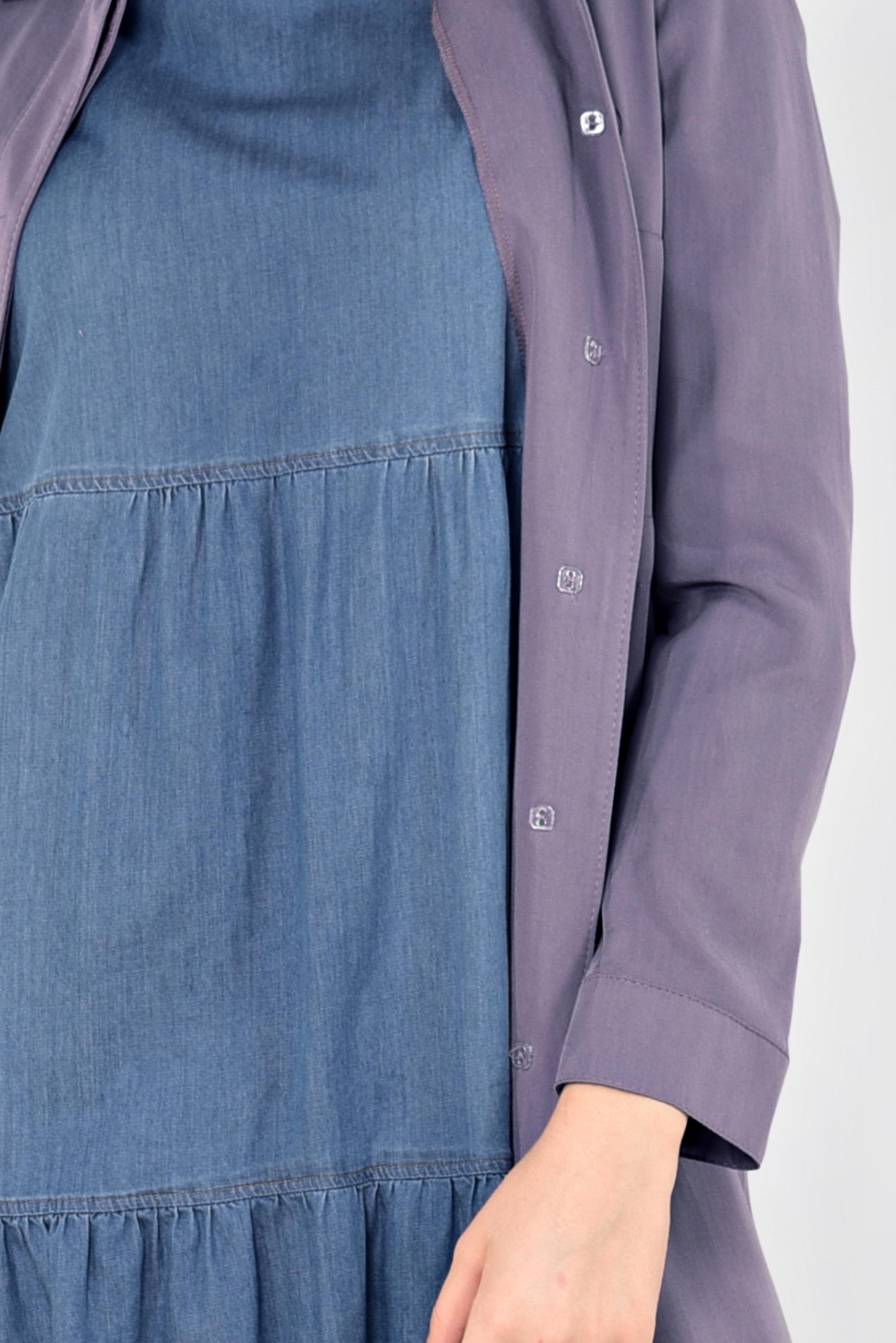 Hijab clothing PURPLE BUTTONED ASYMMETRIC TRENCH-COAT 1407