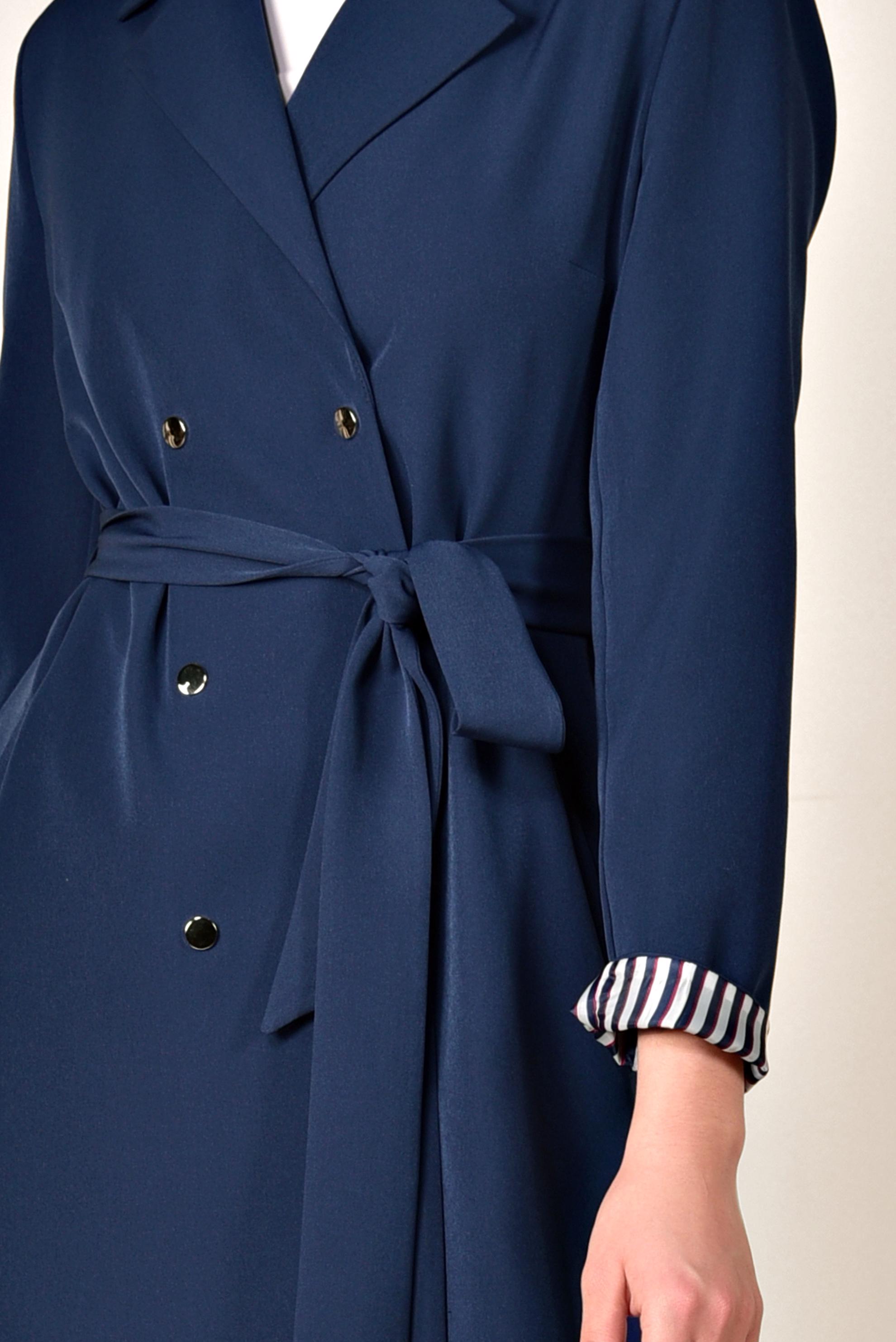 Tesettür giyim LACİVERT ÖNÜ ÇITÇITLI TRENÇKOT 1409