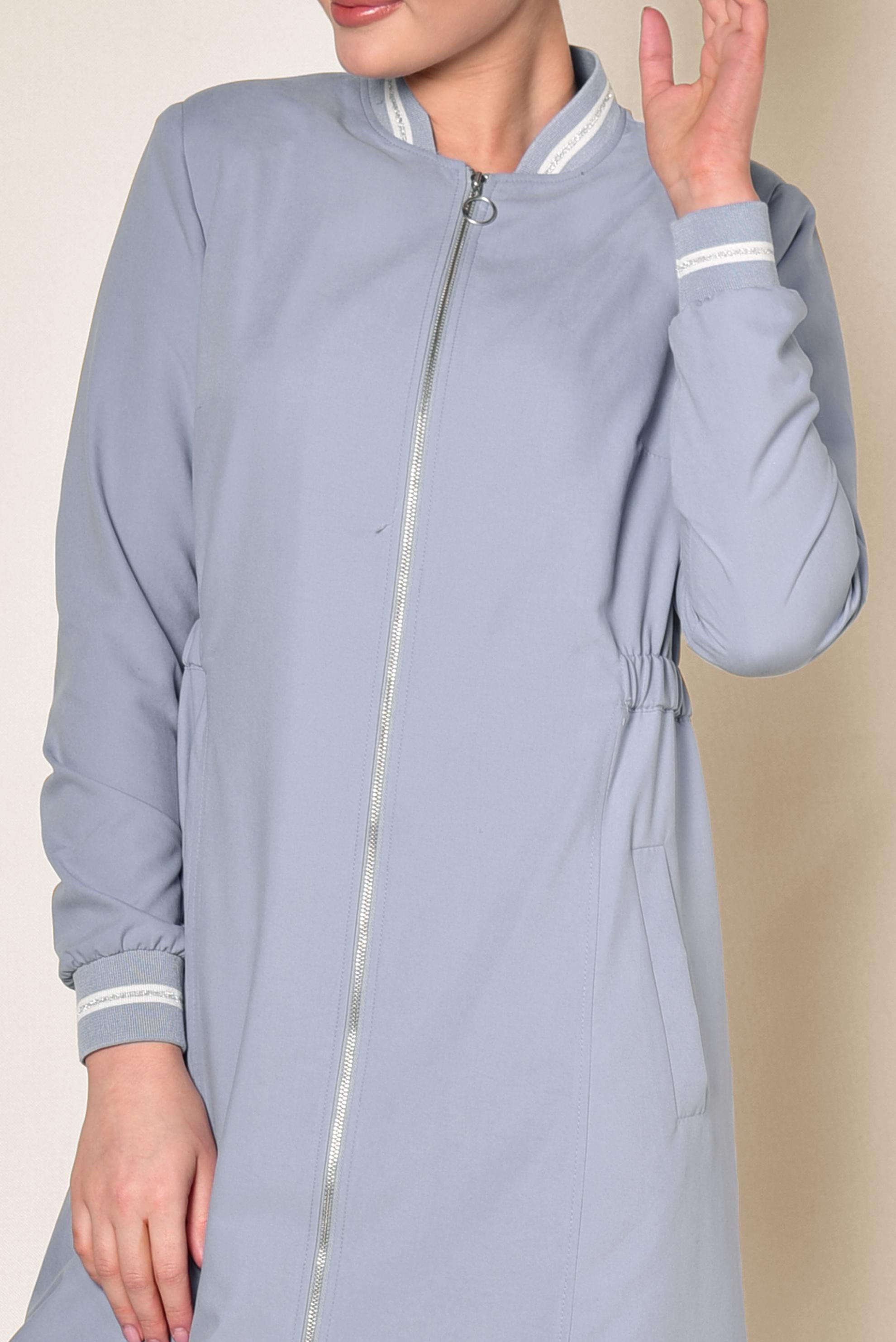 Tesettür giyim GRİ BELİ BÜZGÜLÜ FERMUARLI TRENÇKOT 1413 