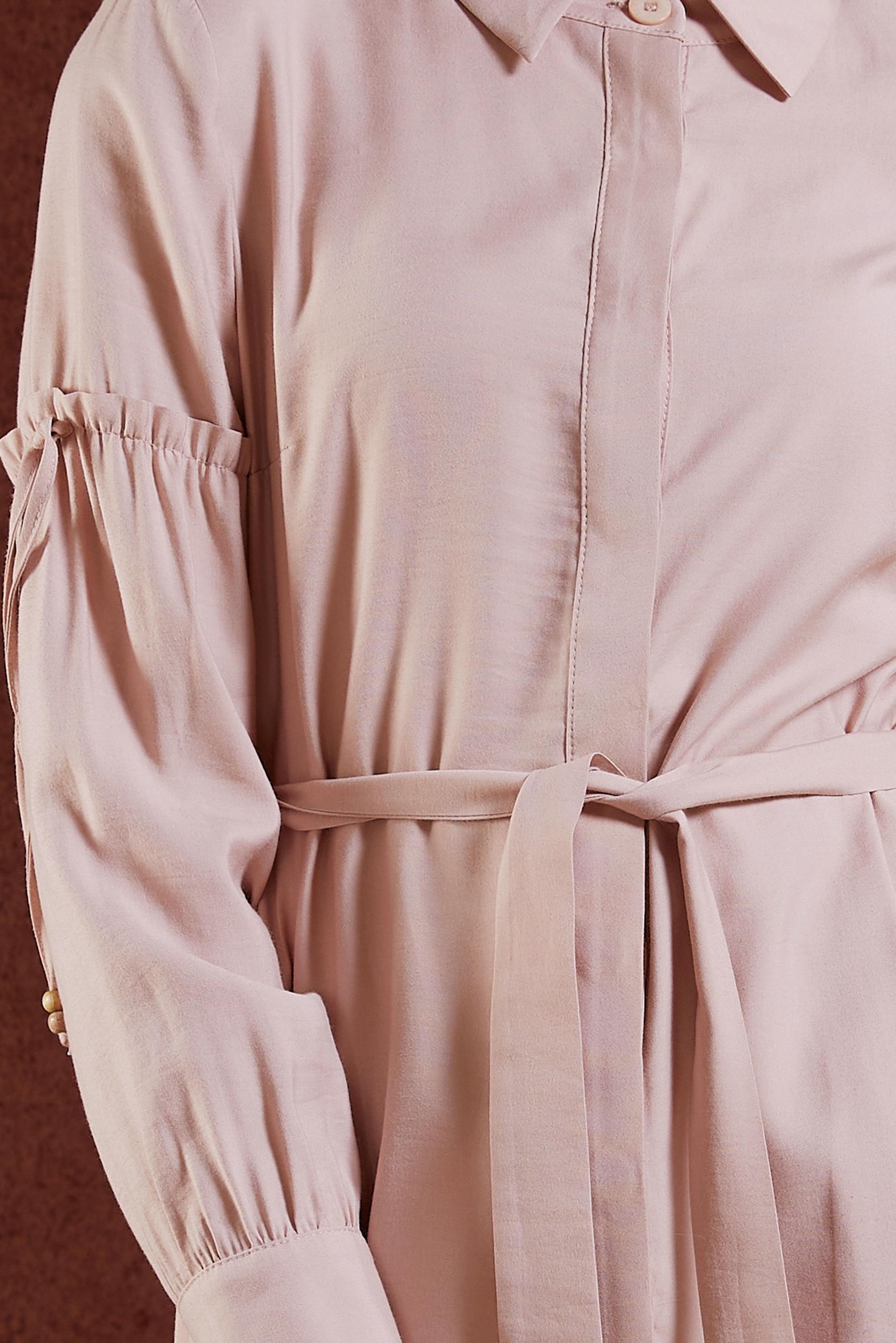 Tesettür giyim PUDRA GÖMLEK YAKA TRENÇKOT 1426