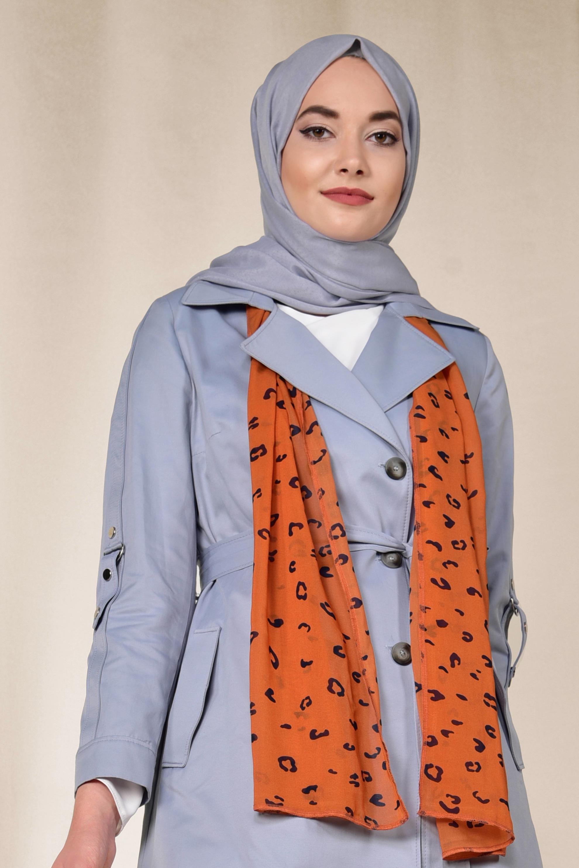 Tesettür giyim GRİ PAMUKLU KRUVAZE TRENÇKOT 1428