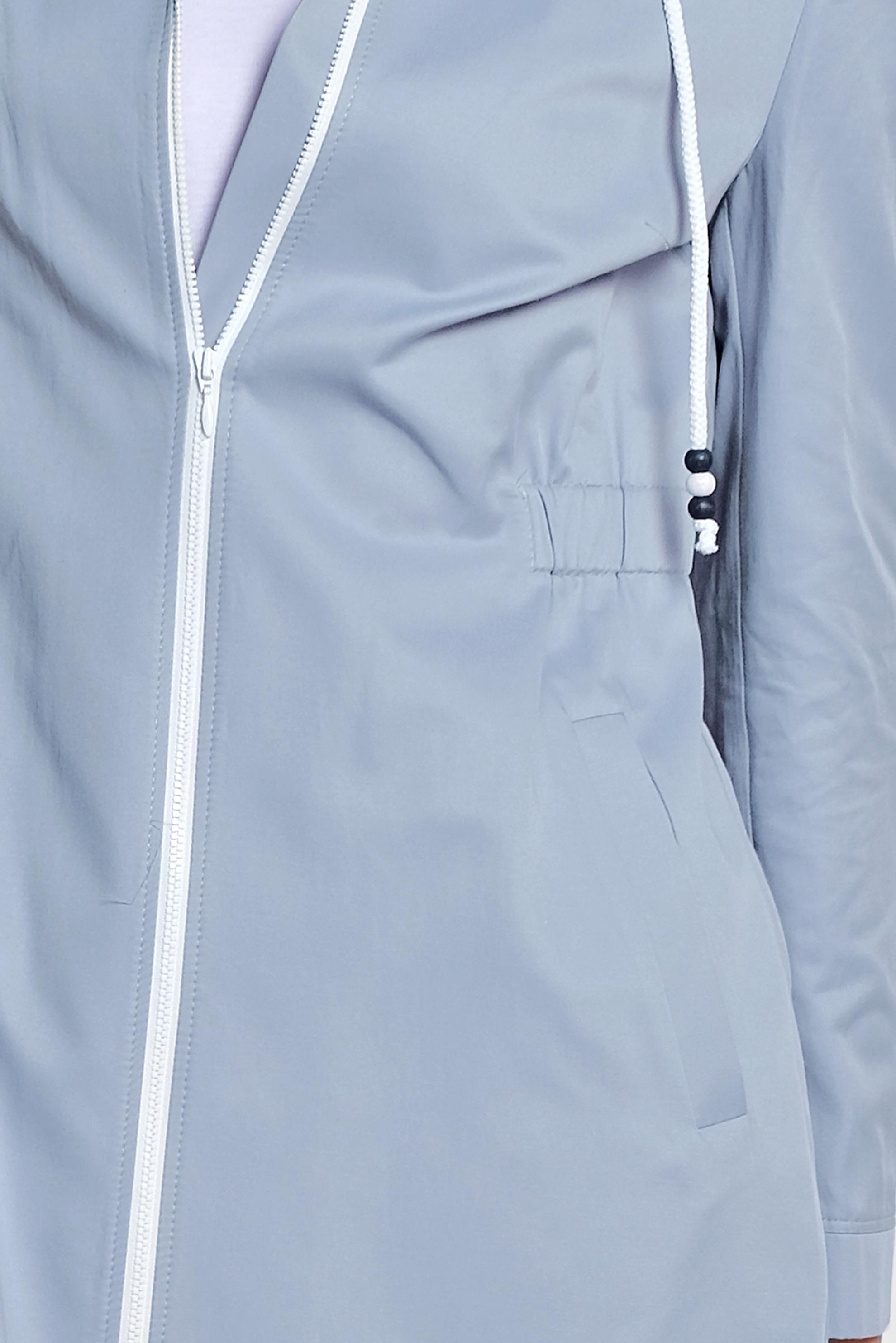 Tesettür giyim MAVİ ÖNDEN FERMUARLI KAPÜŞONLU TRENÇKOT 1437