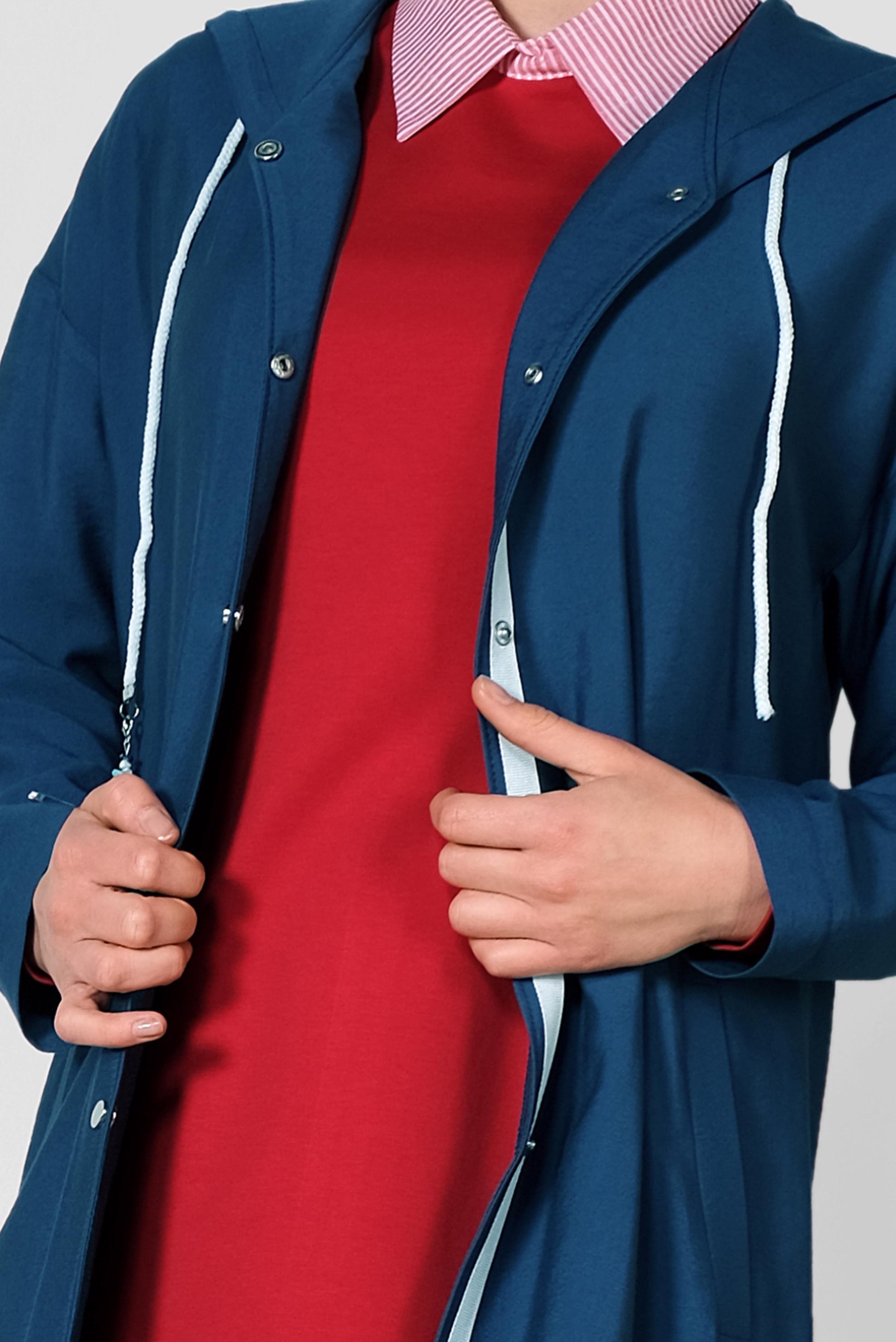 Tesettür giyim LACİVERT KAPÜŞONLU ÇITÇITLI SPOR TRENÇKOT 1440