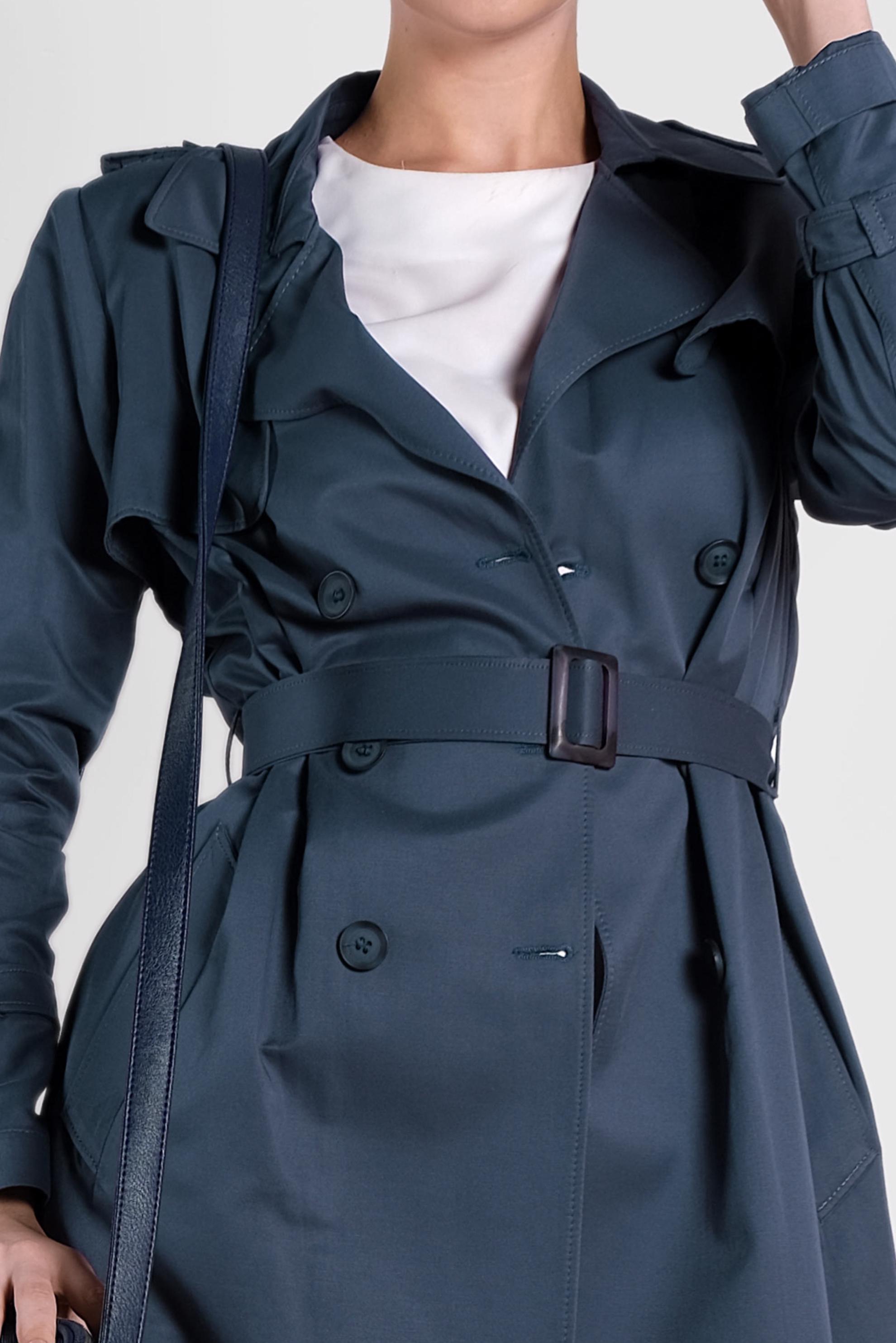 Tesettür giyim LACİVERT KRUVAZE KEMERLİ TRENÇKOT 1443