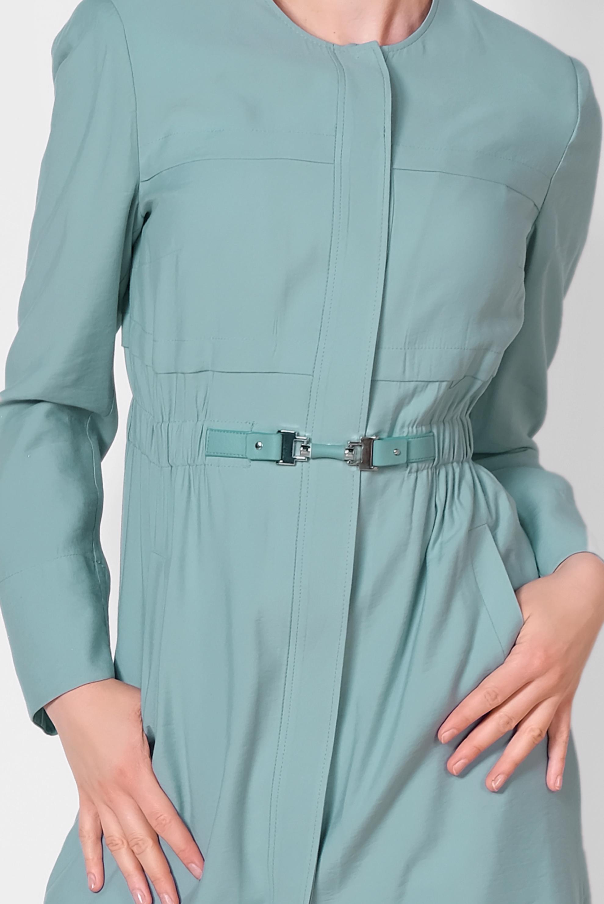 Tesettür giyim MAVİ GİZLİ DÜĞMELİ BELİ LASTİKLİ TRENÇKOT 1448