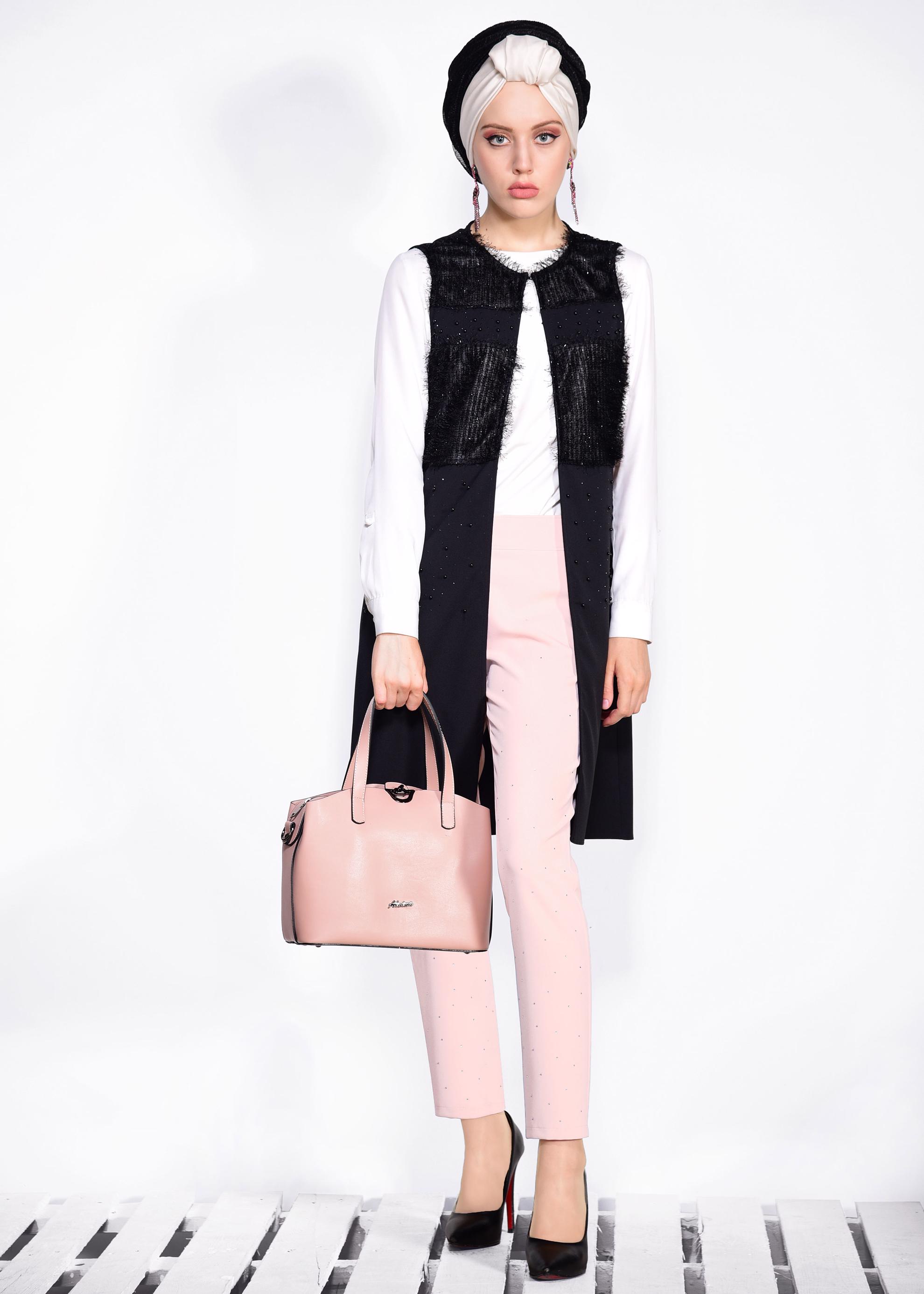 Tesettür giyim SİYAH KIRÇILLI YELEK 4157