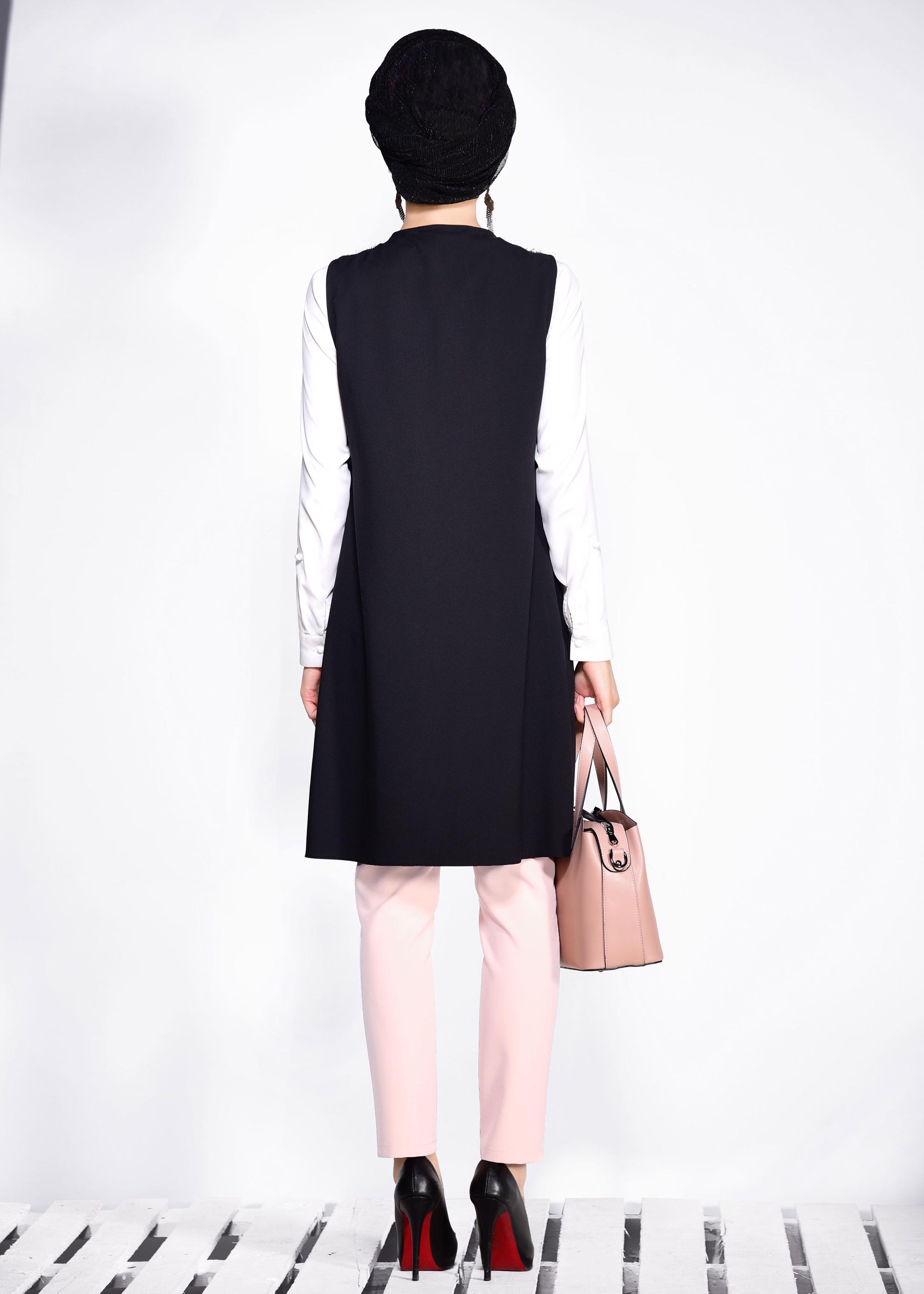 Tesettür giyim SİYAH KIRÇILLI YELEK 4157