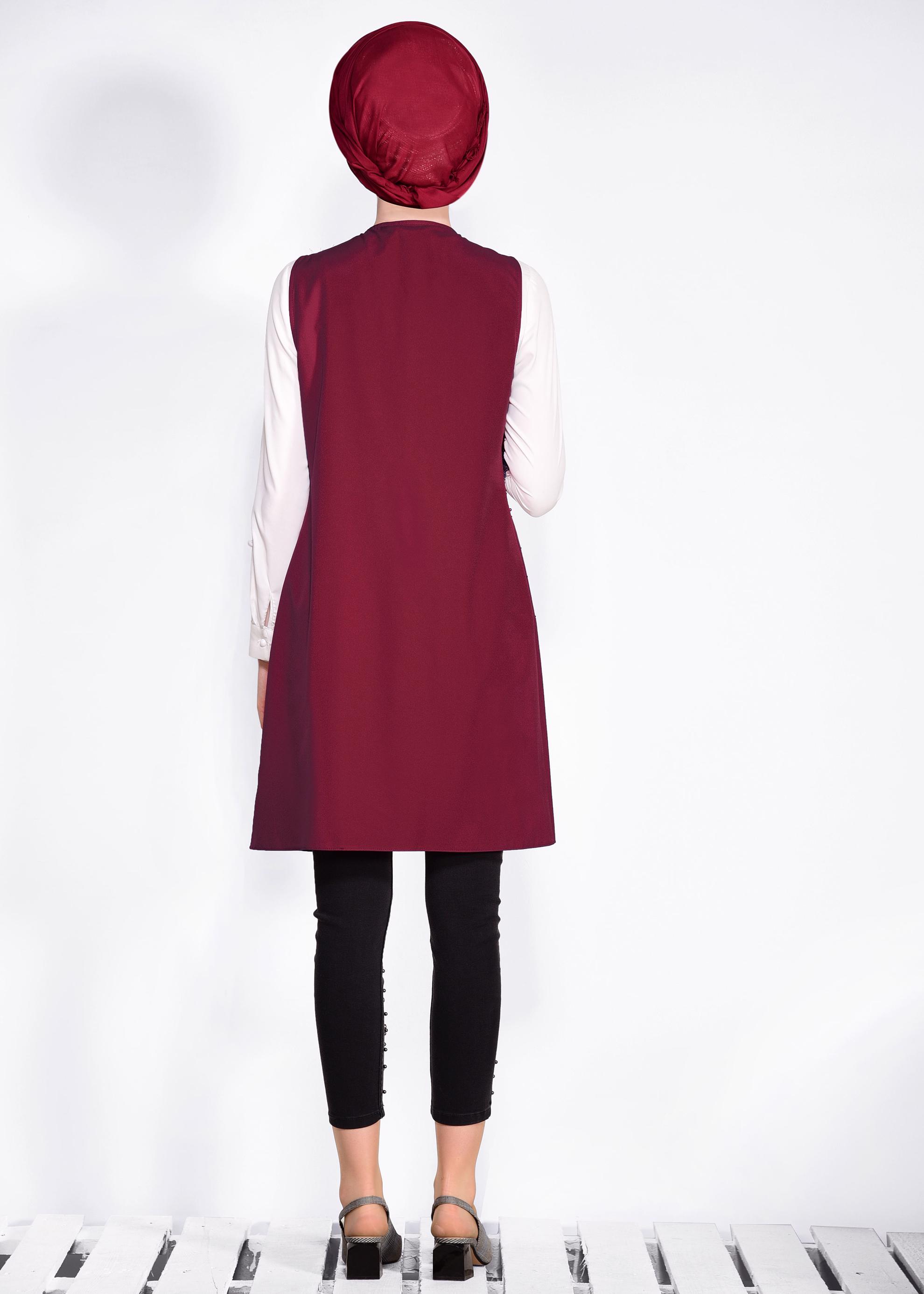 Tesettür giyim KIRMIZI KIRÇILLI YELEK 4157