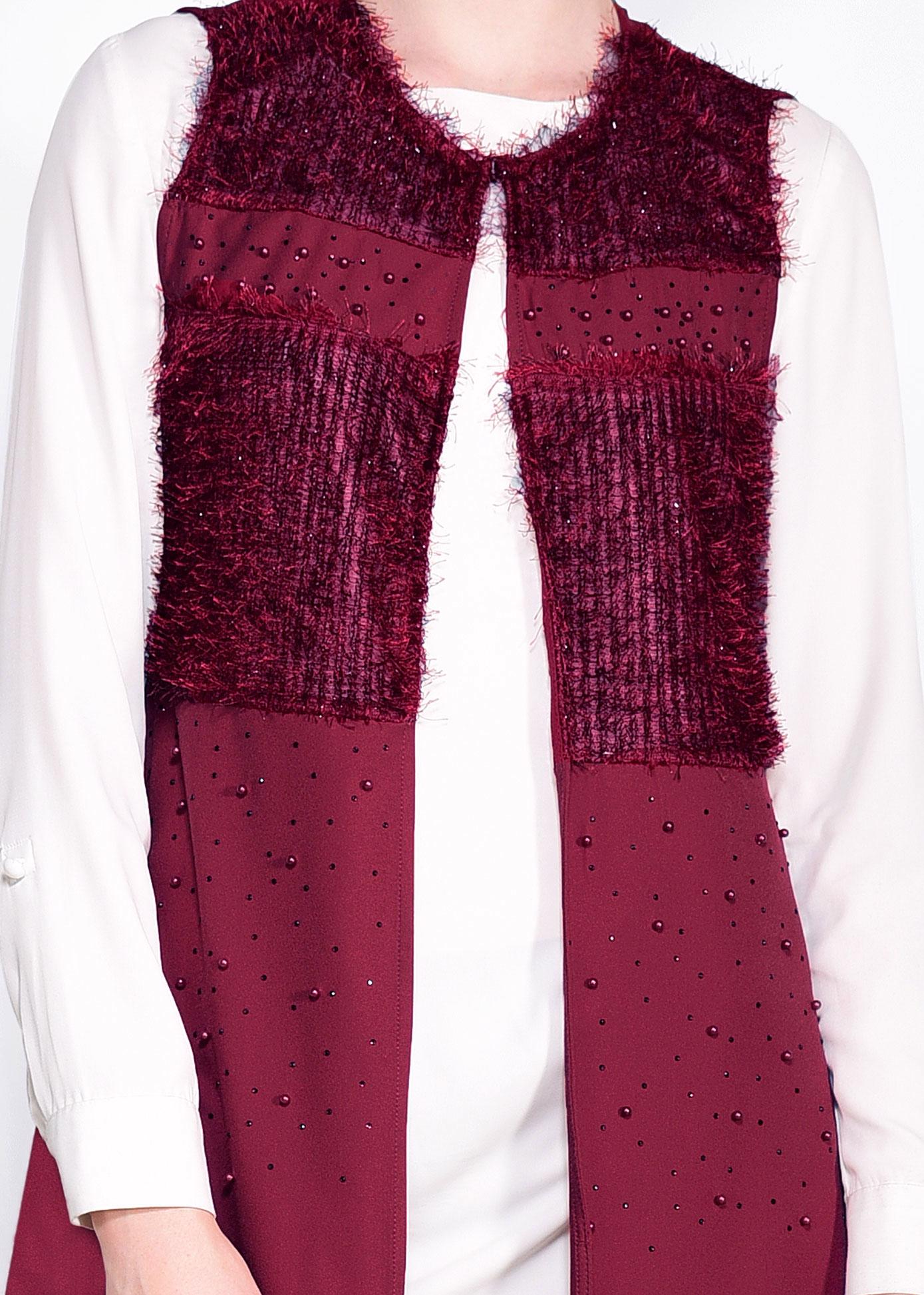 Tesettür giyim KIRMIZI KIRÇILLI YELEK 4157