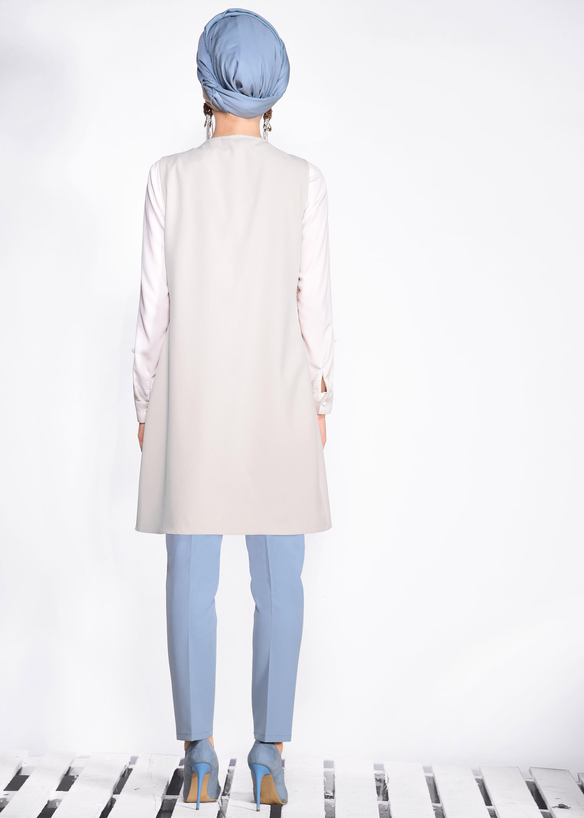 Tesettür giyim BEJ KIRÇILLI YELEK 4157