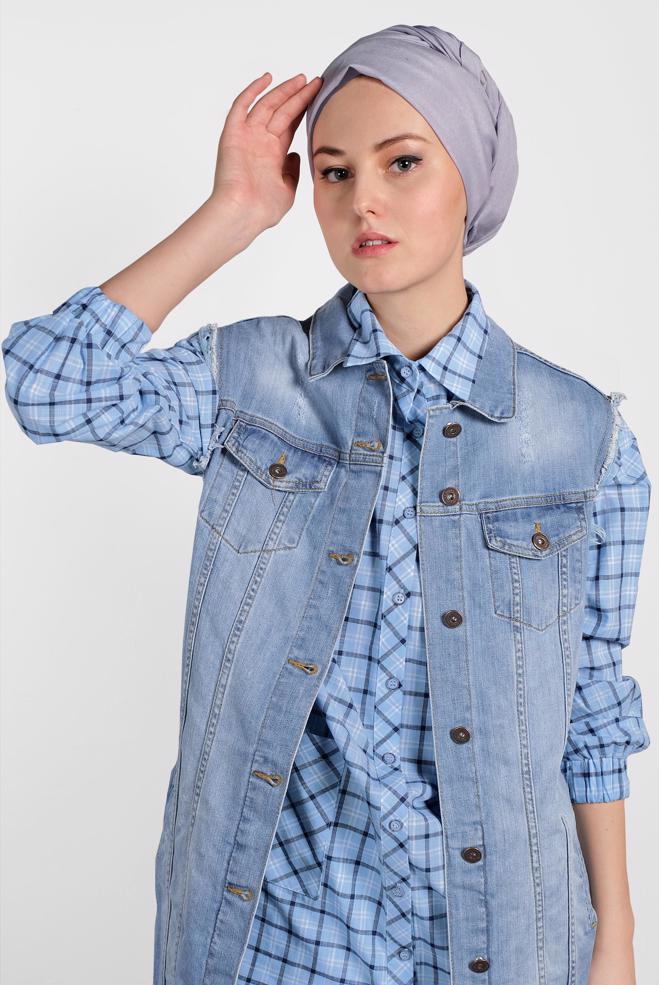 Hijab clothing BLUE 4189 WENTİ DENİM YELEK 36/42 - ALVİNA