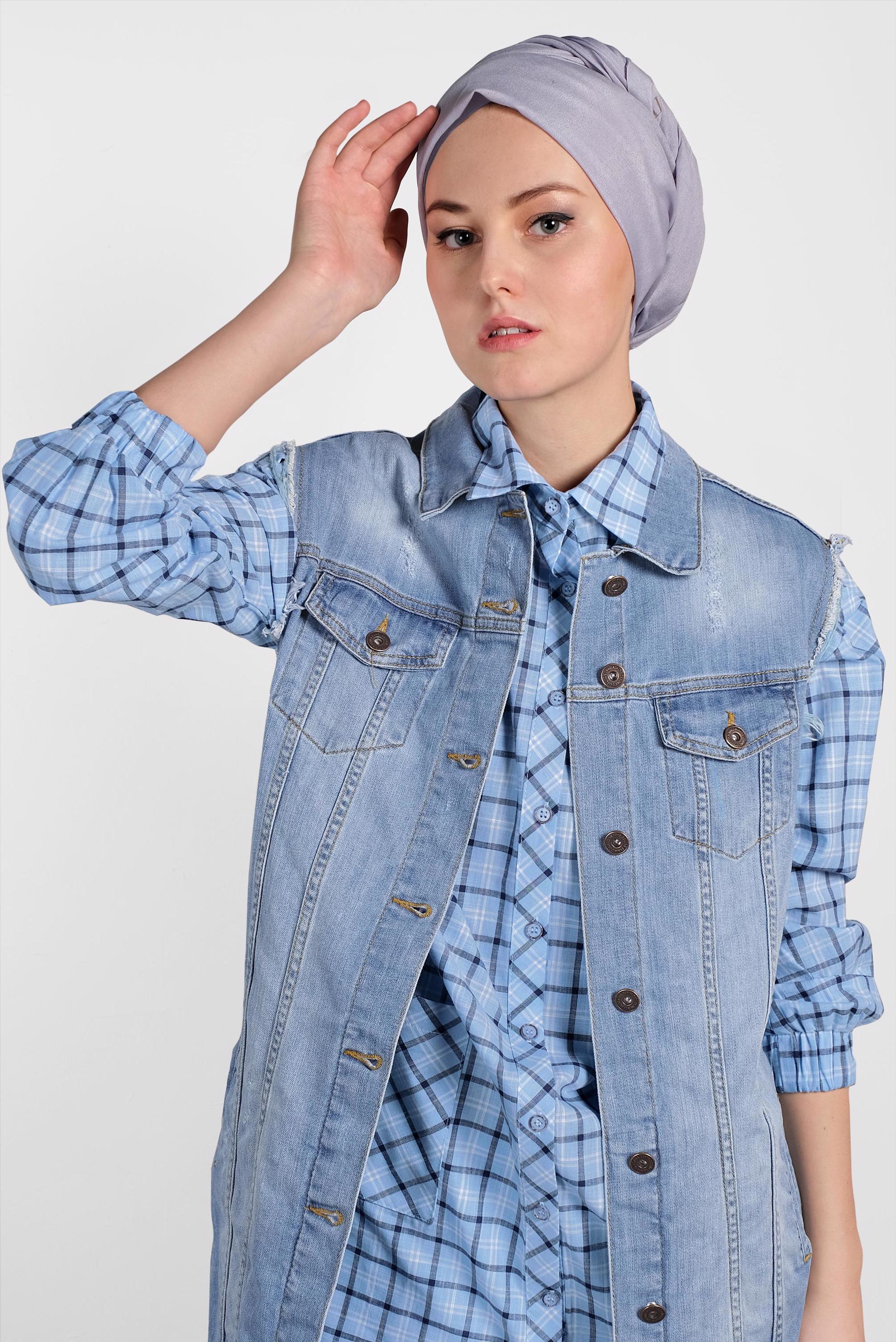 Hijab clothing BLUE 4189 WENTİ DENİM YELEK 36/42